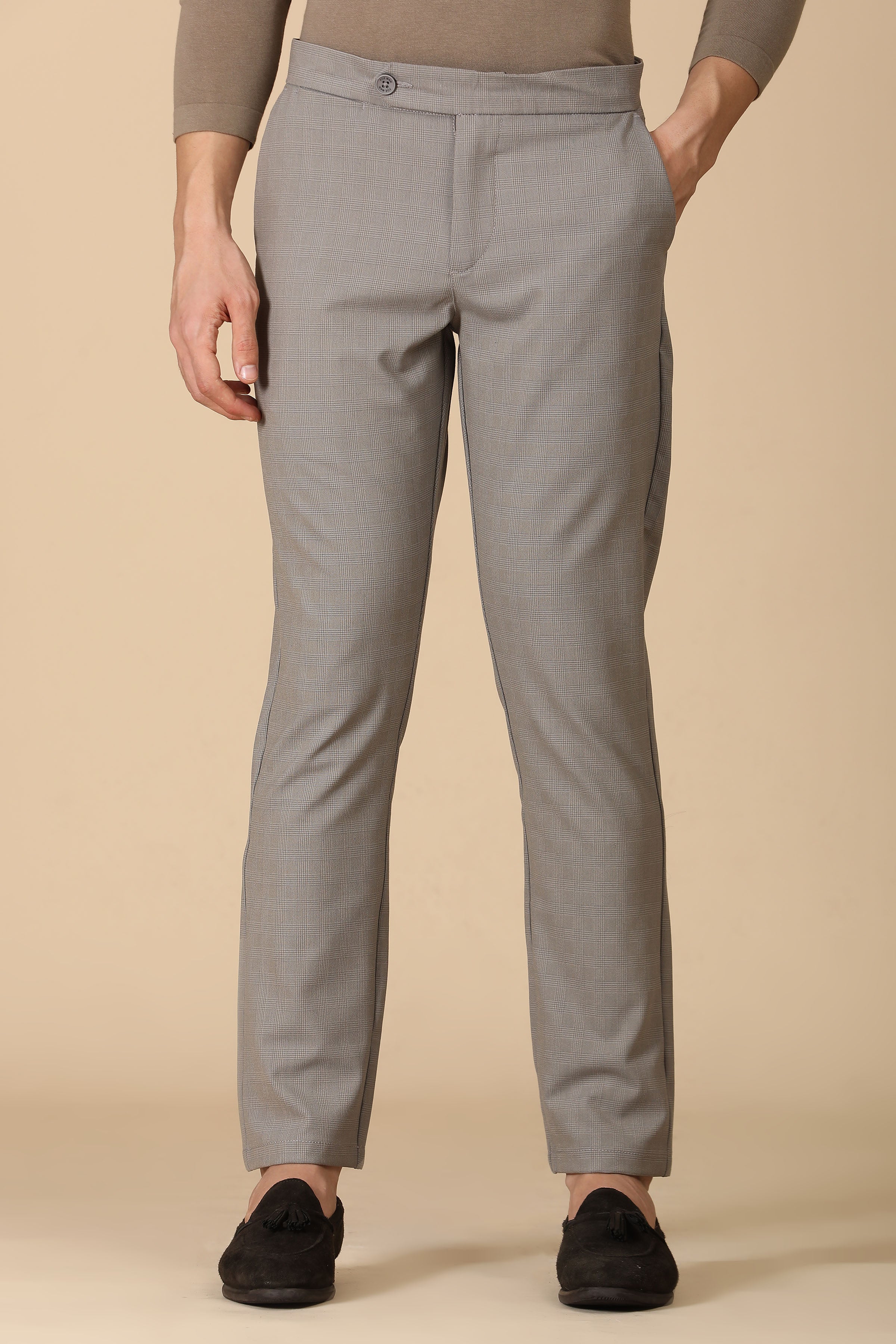 Men Checkered Formal Trouser
