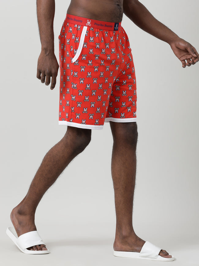 Men Orange Oversized Cotton Knee-Length Shorts