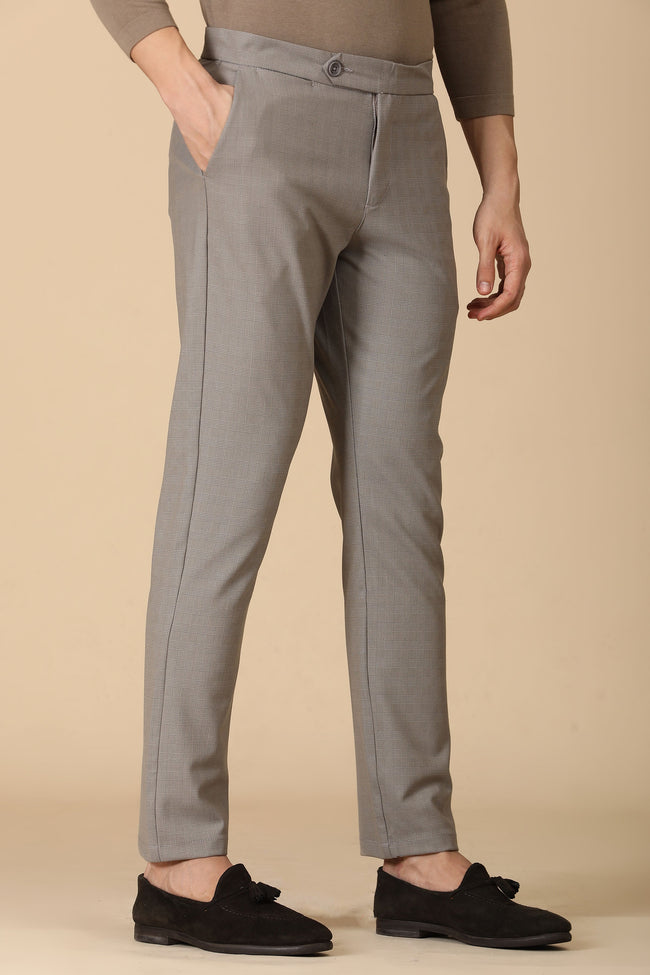 Men Checkered Formal Trouser