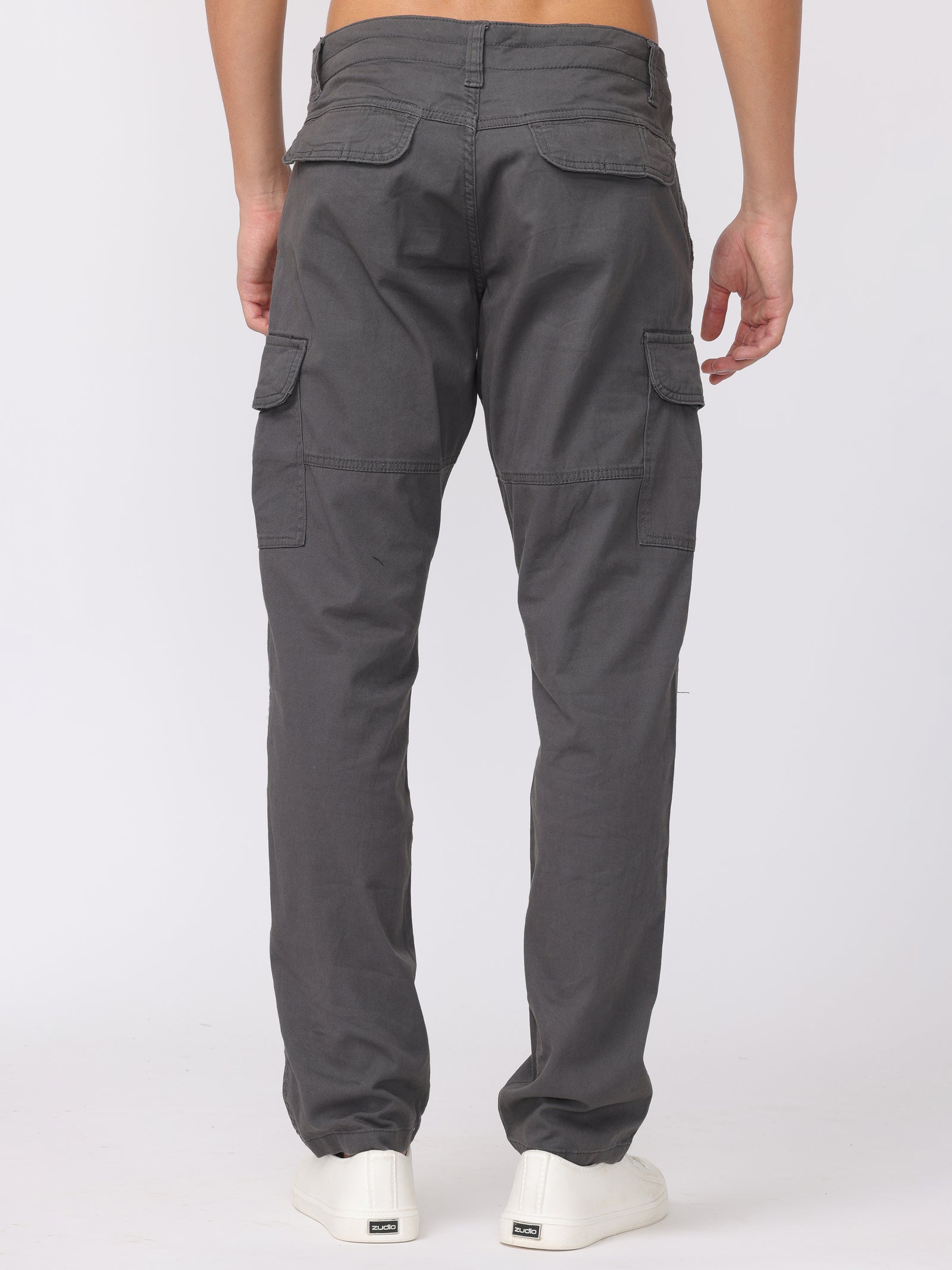 Men Dark Grey Regular Fit Cargo Pants