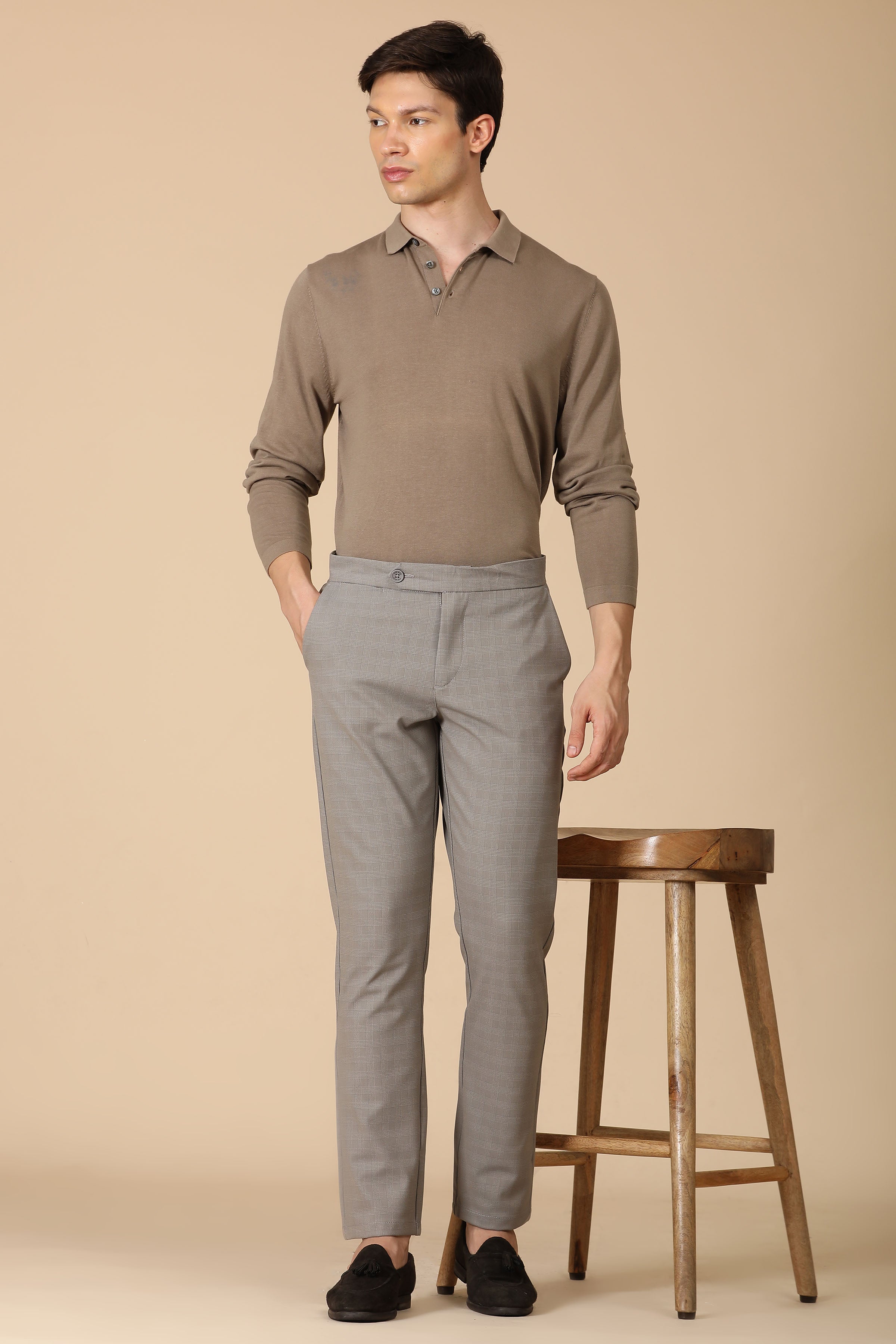 Men Checkered Formal Trouser