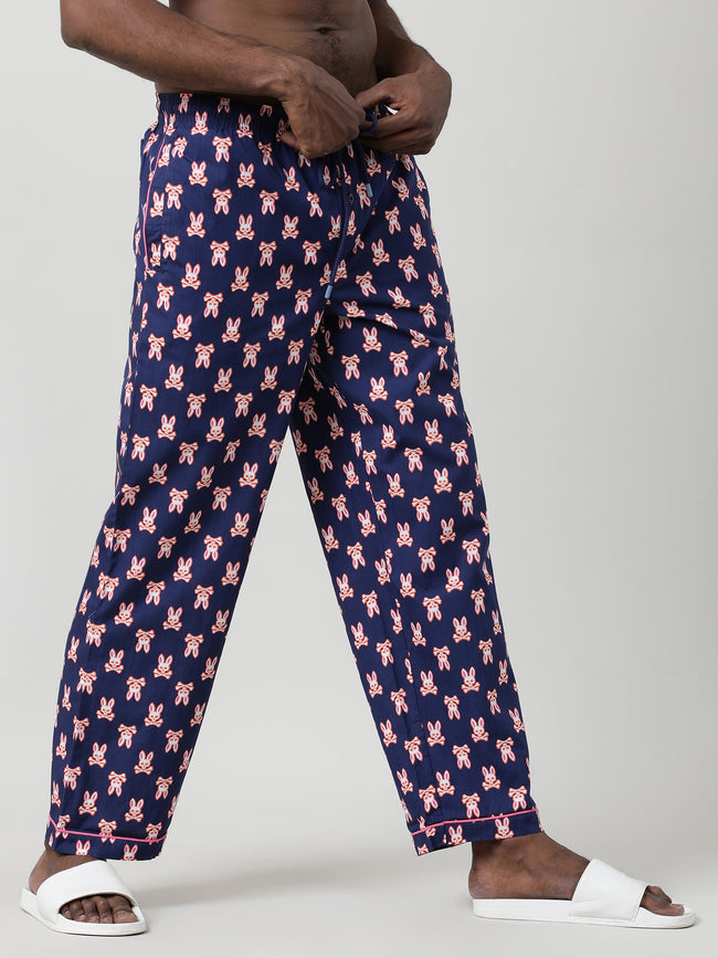 Men Oversized Navy Cotton Lounge Pants