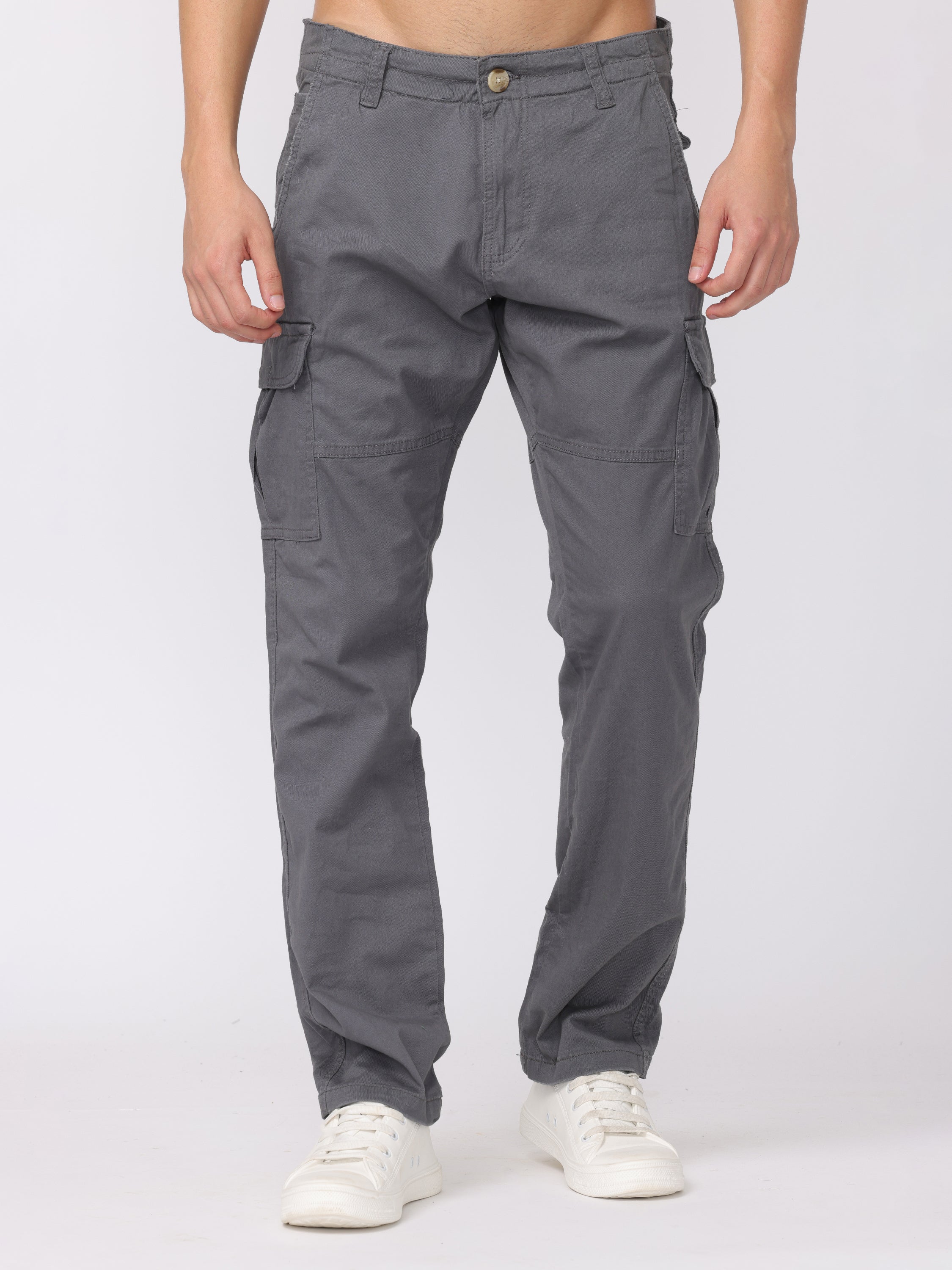 Men Grey Regular Fit Cargo Pants