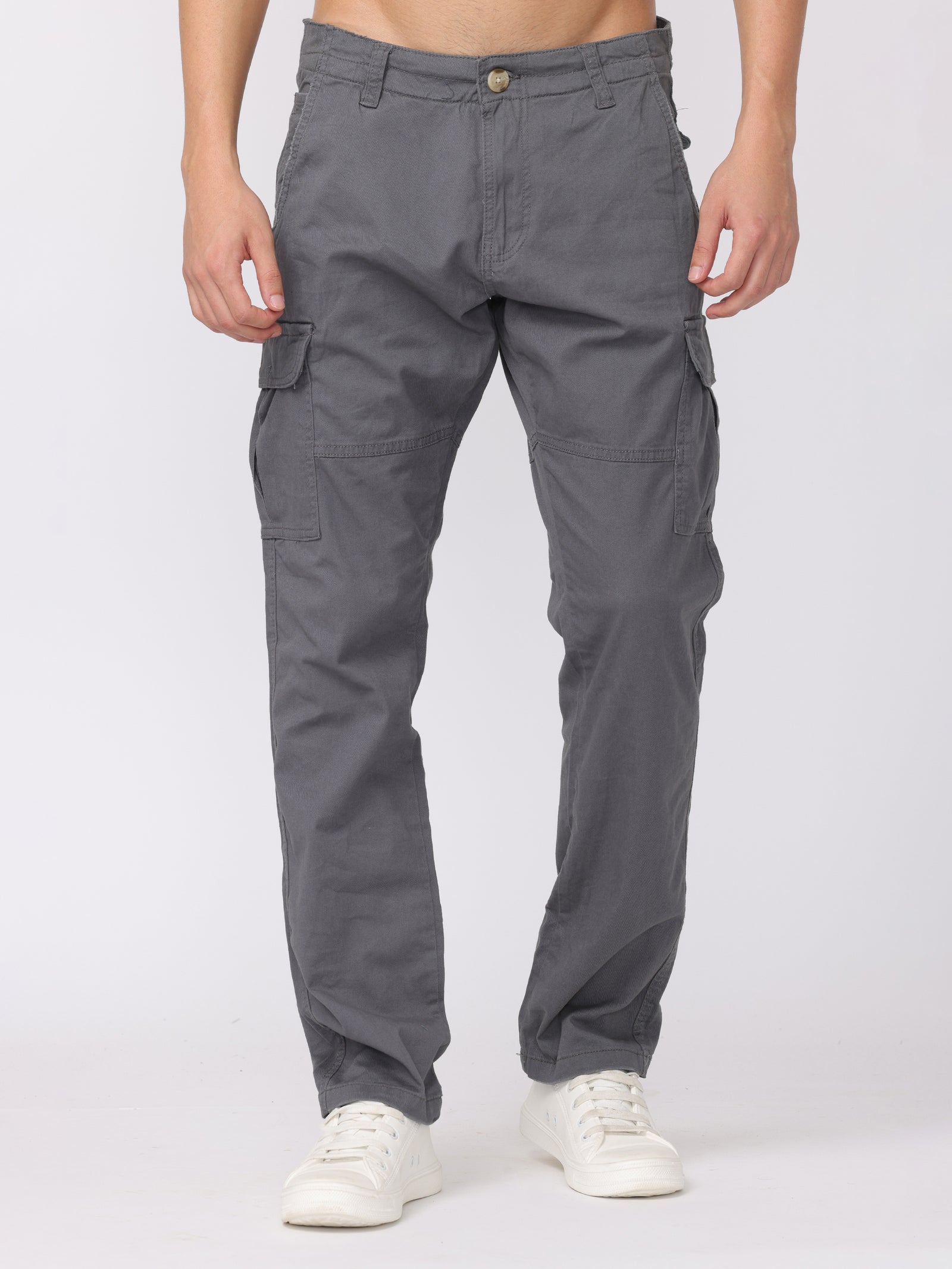 Men Grey Regular Fit Cargo Pants