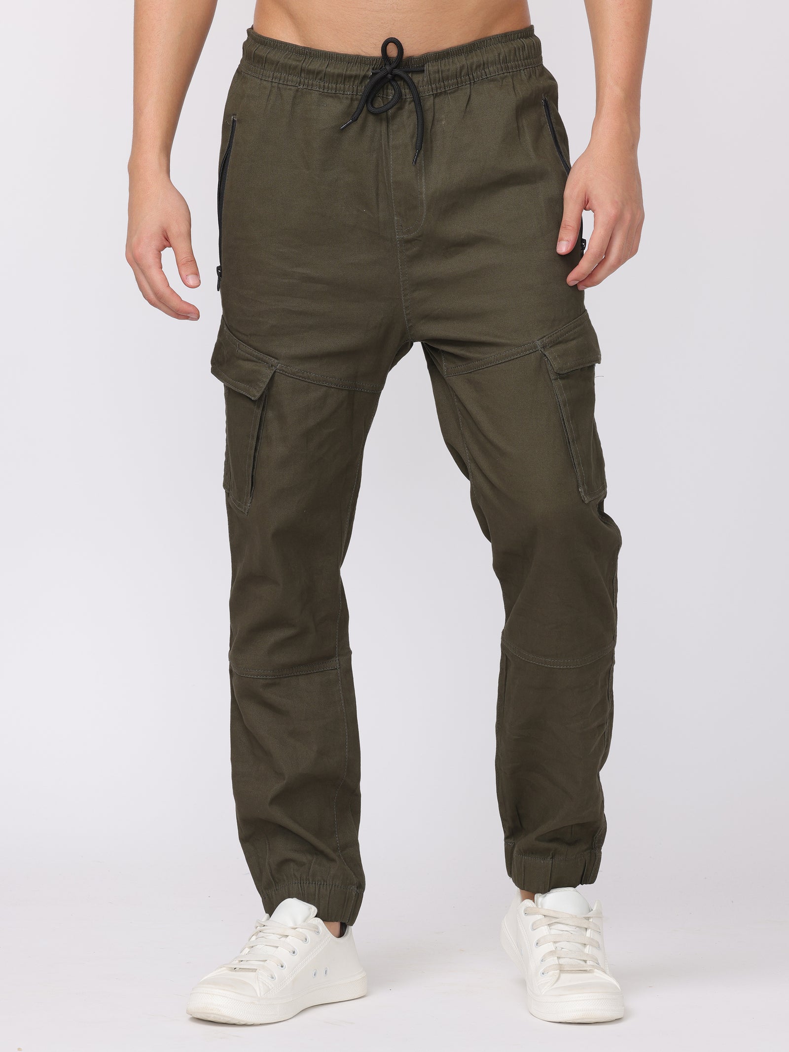 Men Olive Comfort Fit Joggers