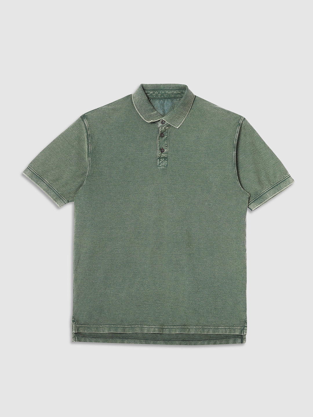 Men Green Drop Shoulder Oversize Polo T-Shirt