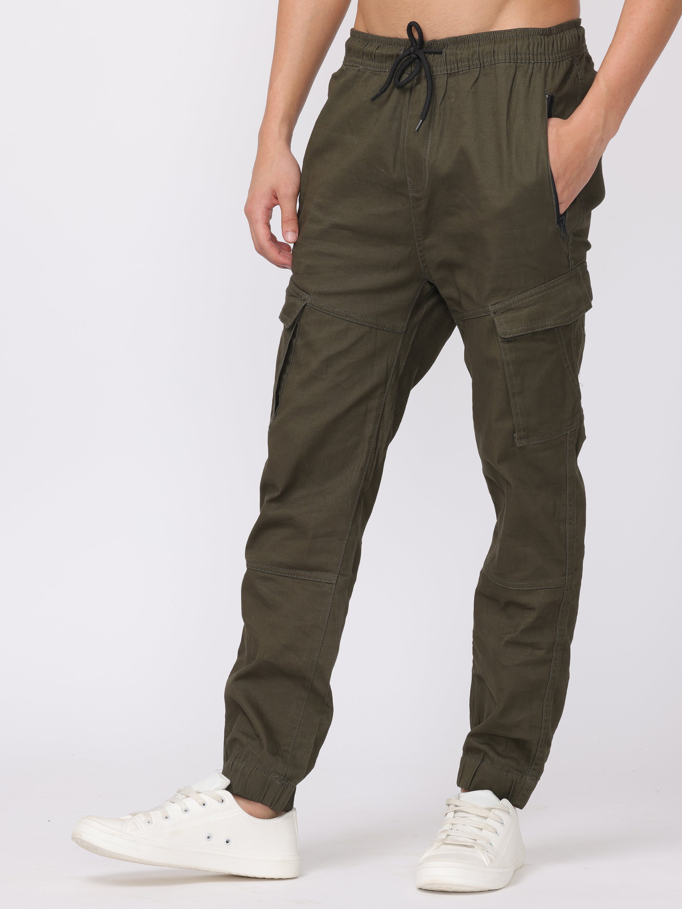 Men Olive Comfort Fit Joggers