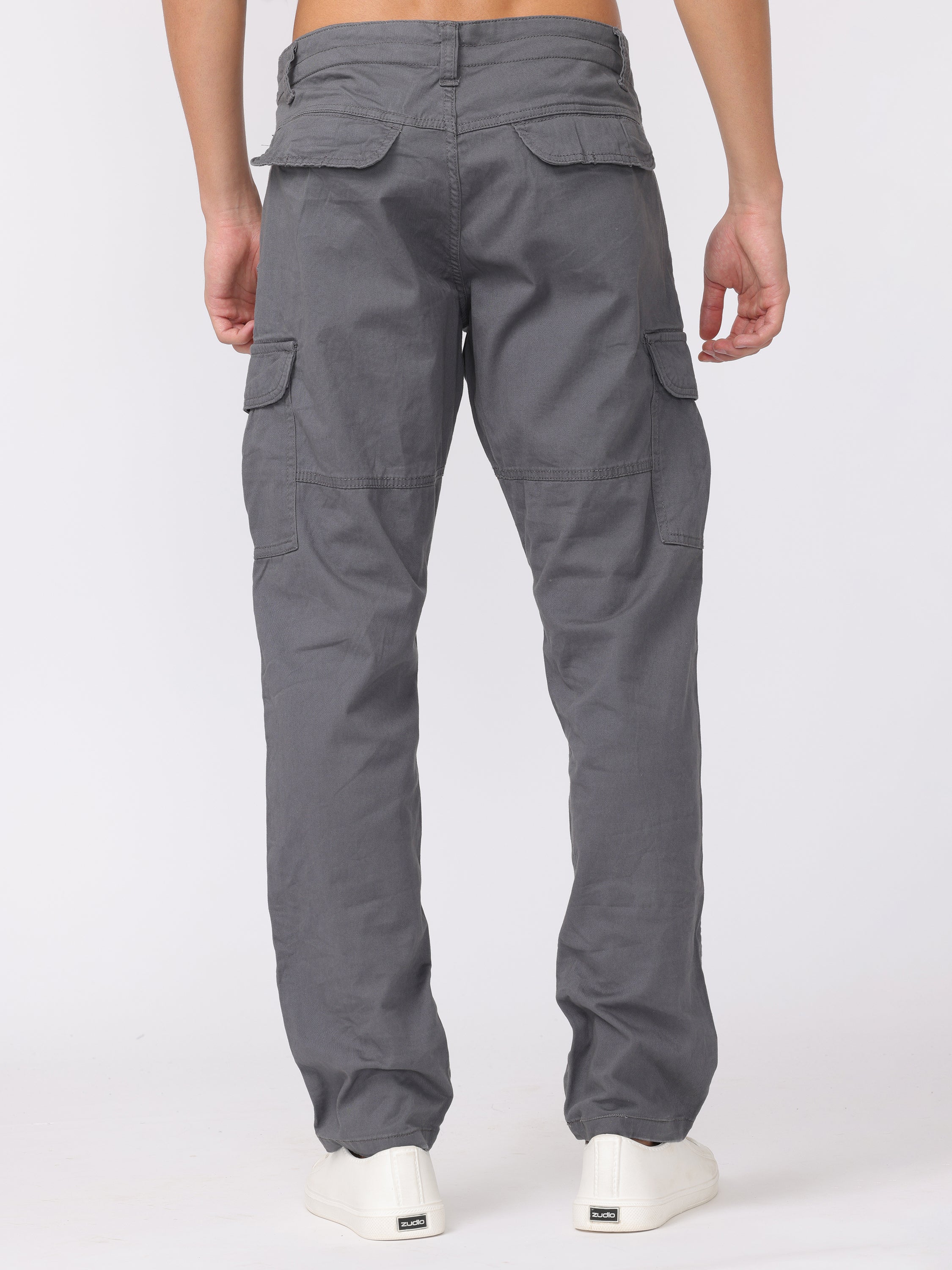 Men Grey Regular Fit Cargo Pants