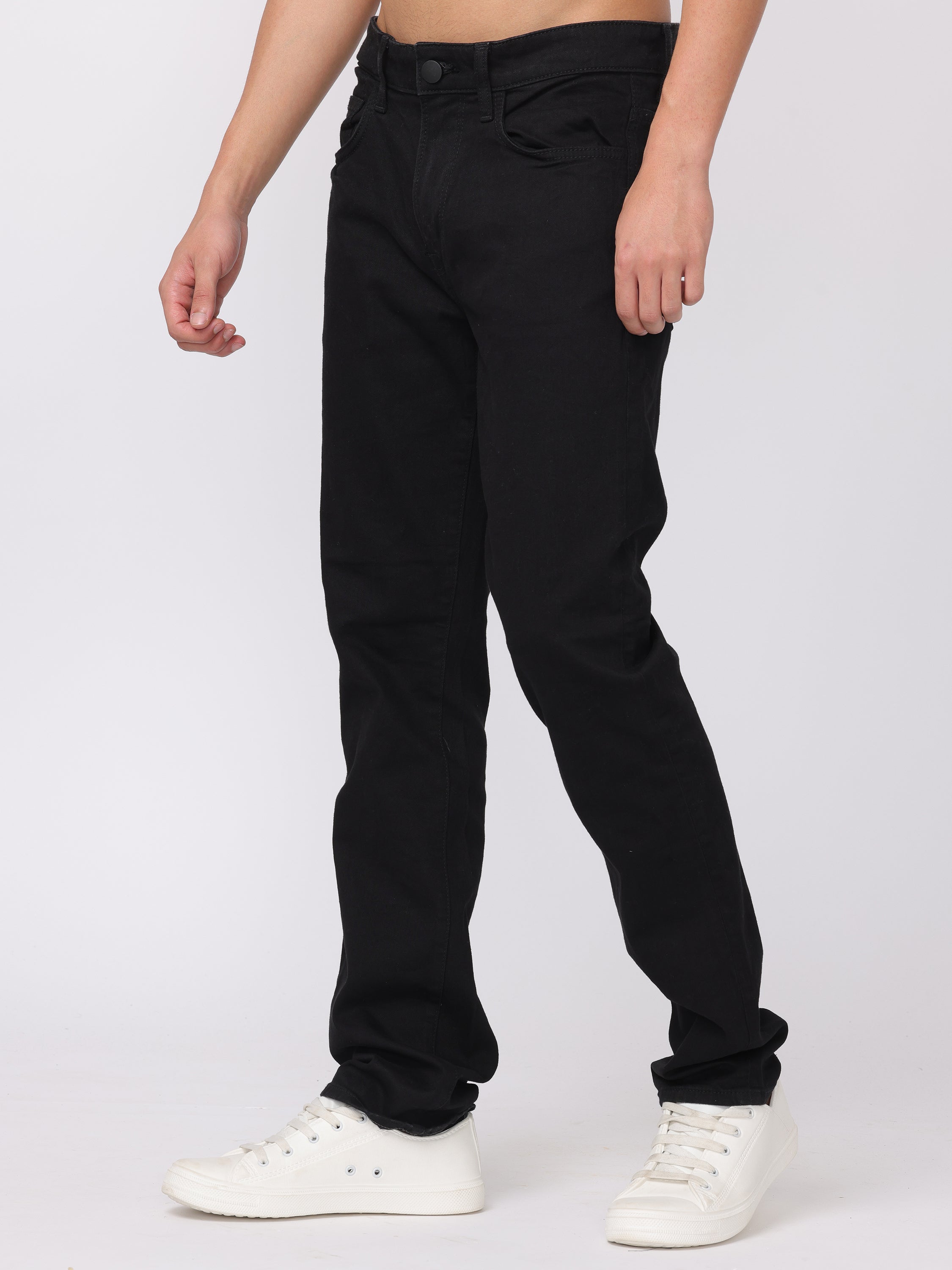 Men Black Regular Fit Straight Fit Jeans