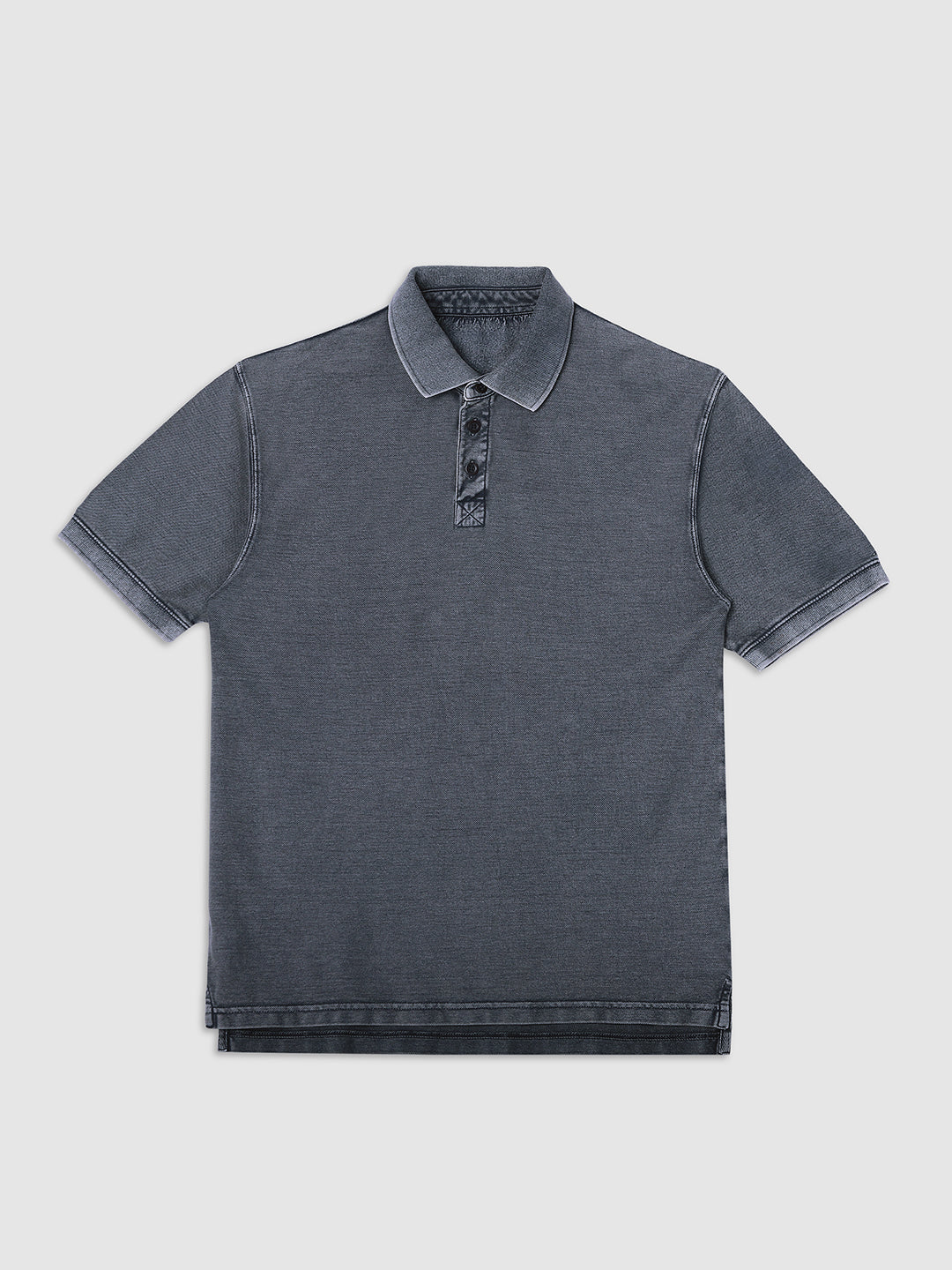 Men Navy Drop Shoulder Oversize Polo T-Shirt