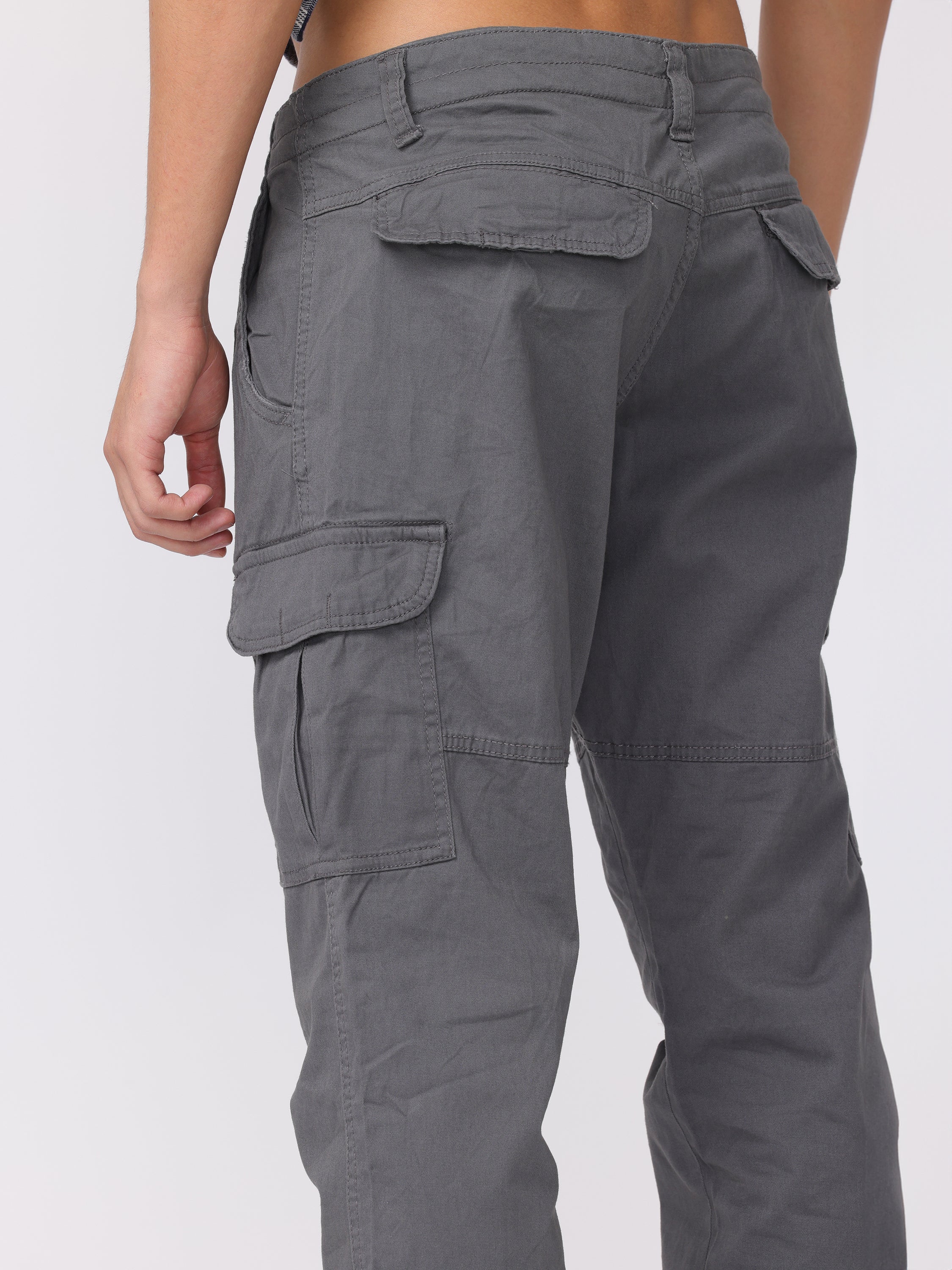 Men Grey Regular Fit Cargo Pants