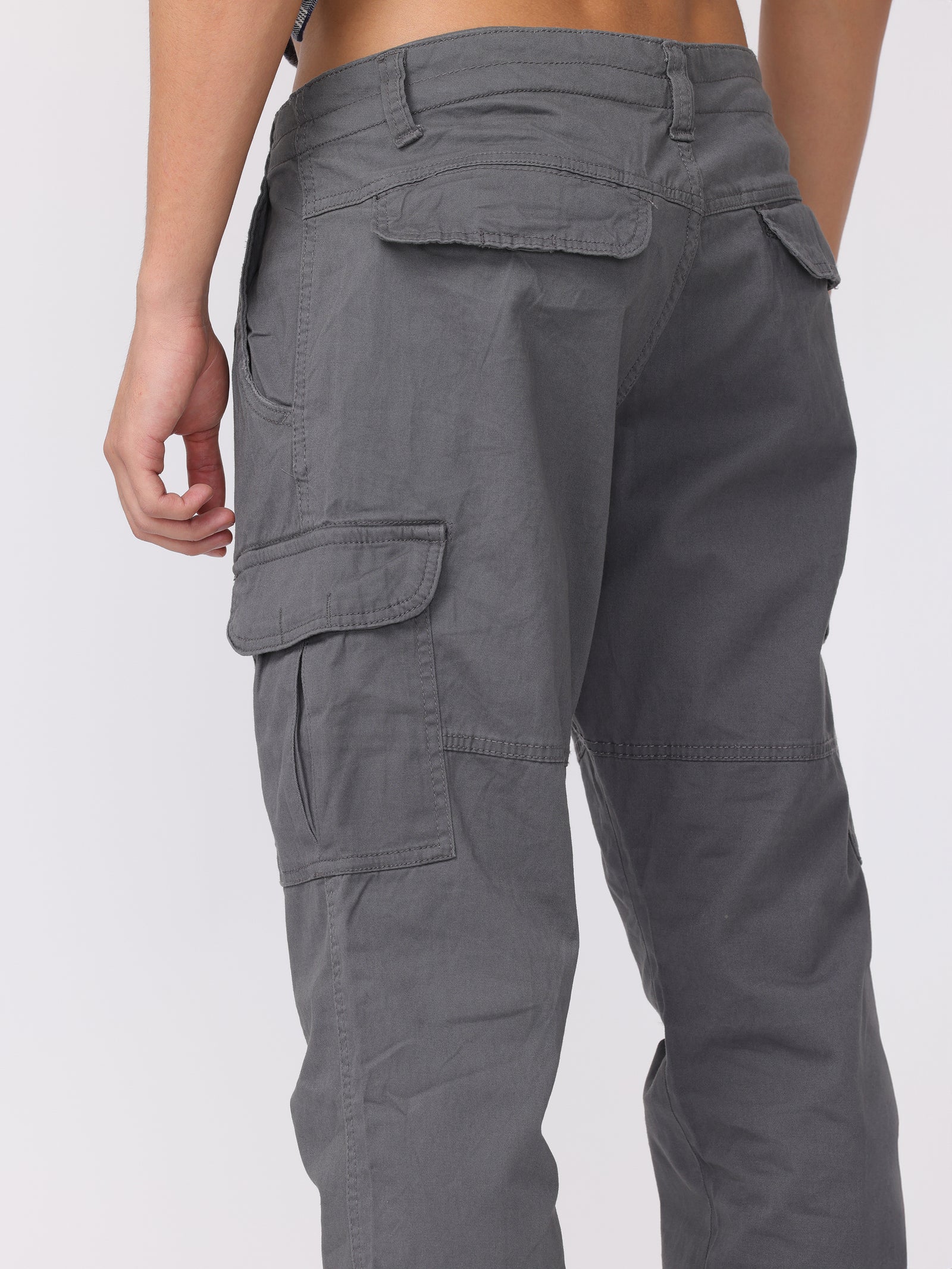 Men Grey Regular Fit Cargo Pants