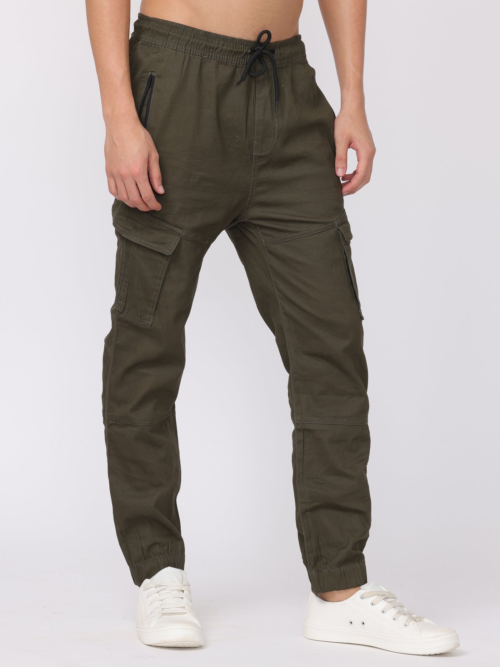 Men Olive Comfort Fit Joggers