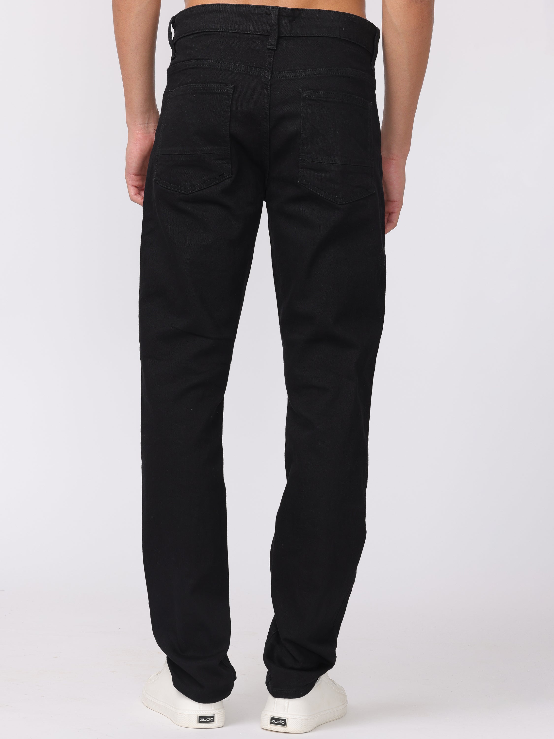 Men Black Regular Fit Straight Fit Jeans