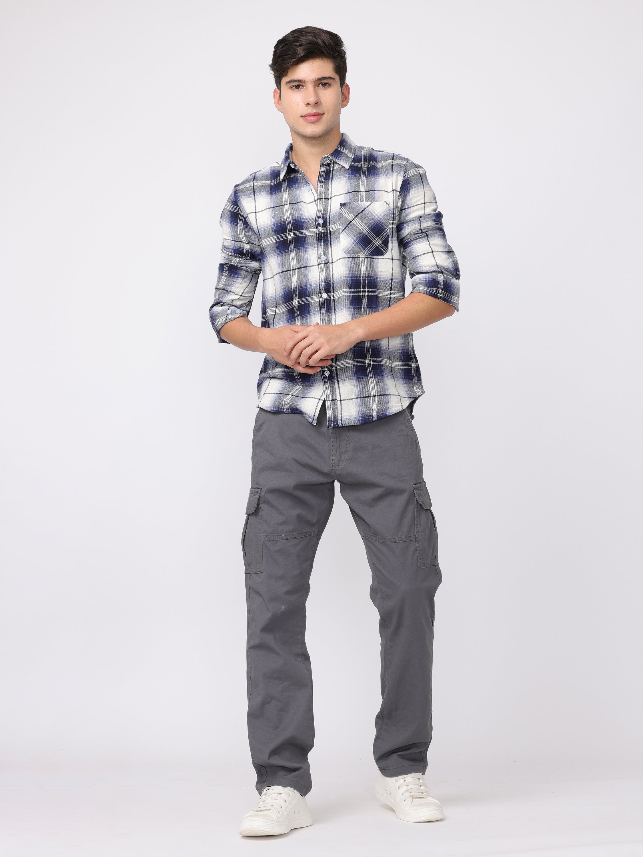 Men Grey Regular Fit Cargo Pants