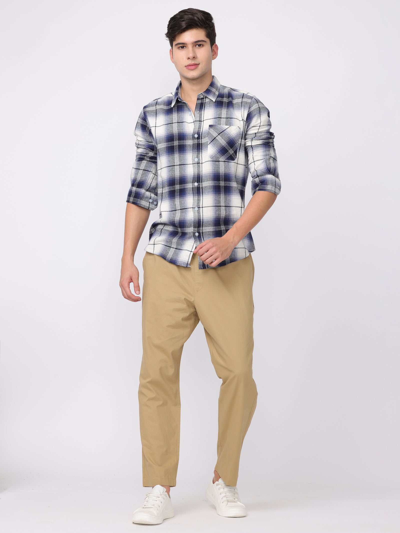 Men Khakhi Regular Fit Pants