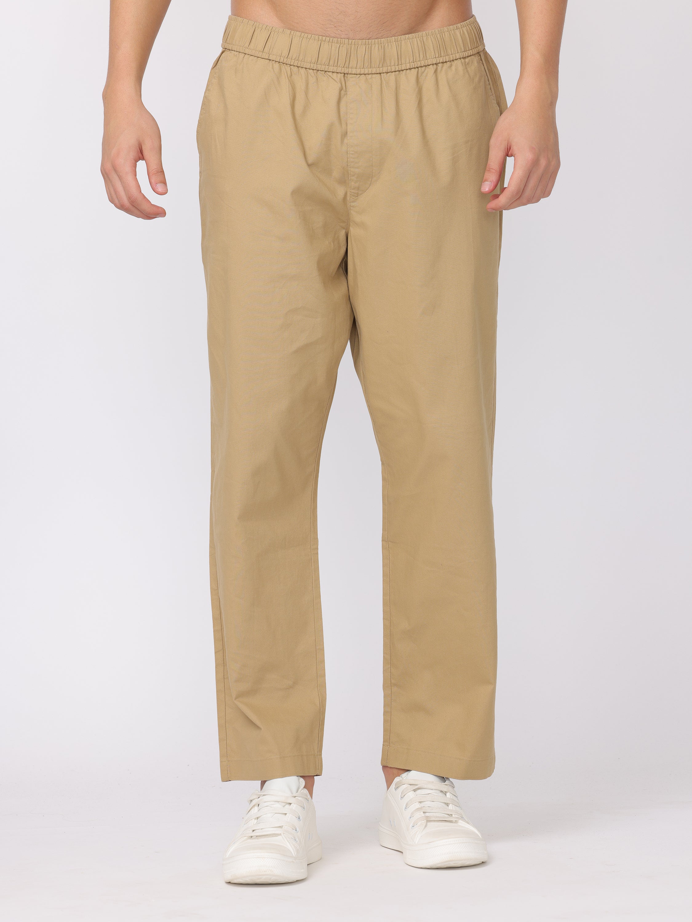 Men Khakhi Regular Fit Pants