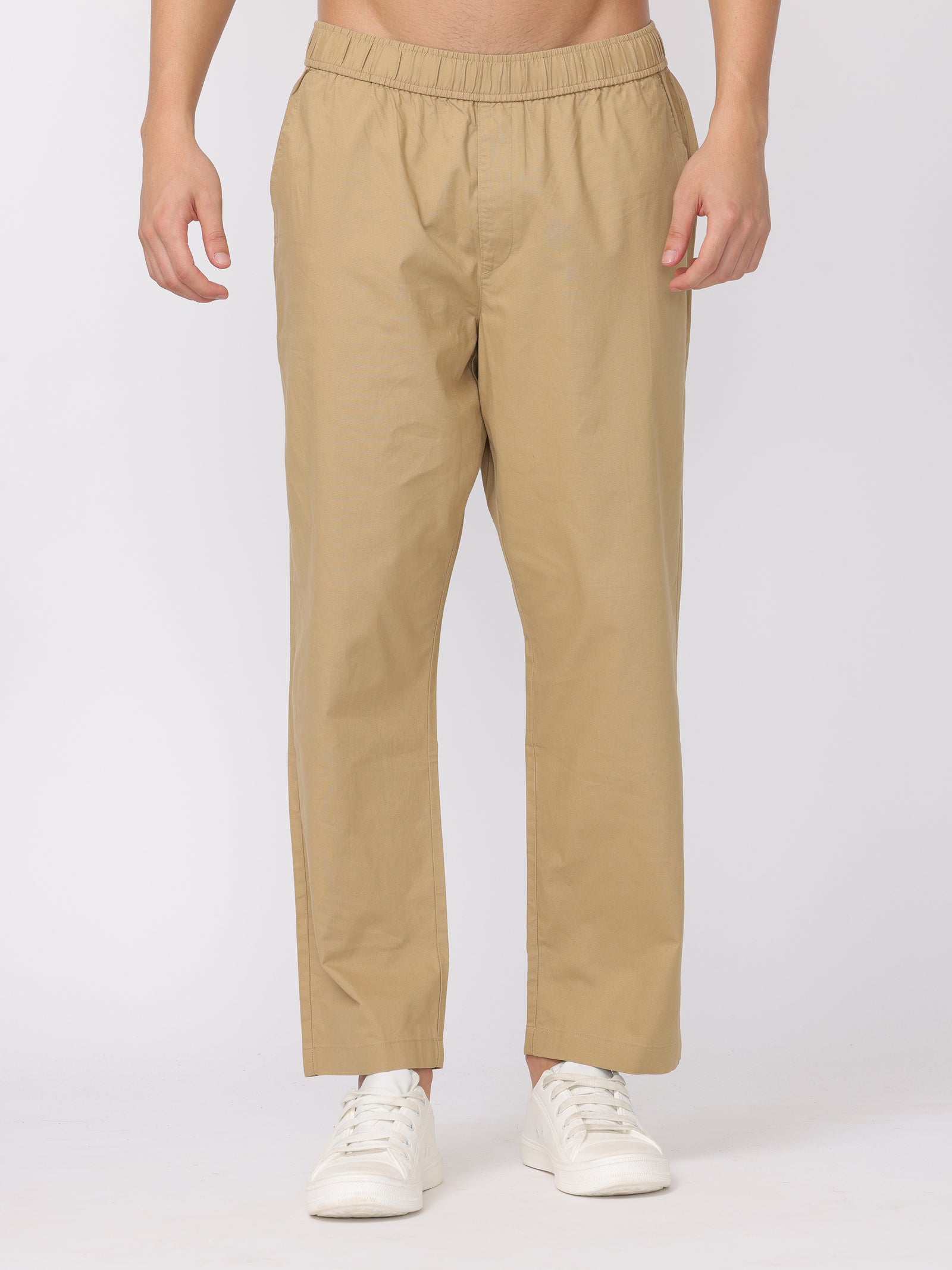 Men Khakhi Regular Fit Pants