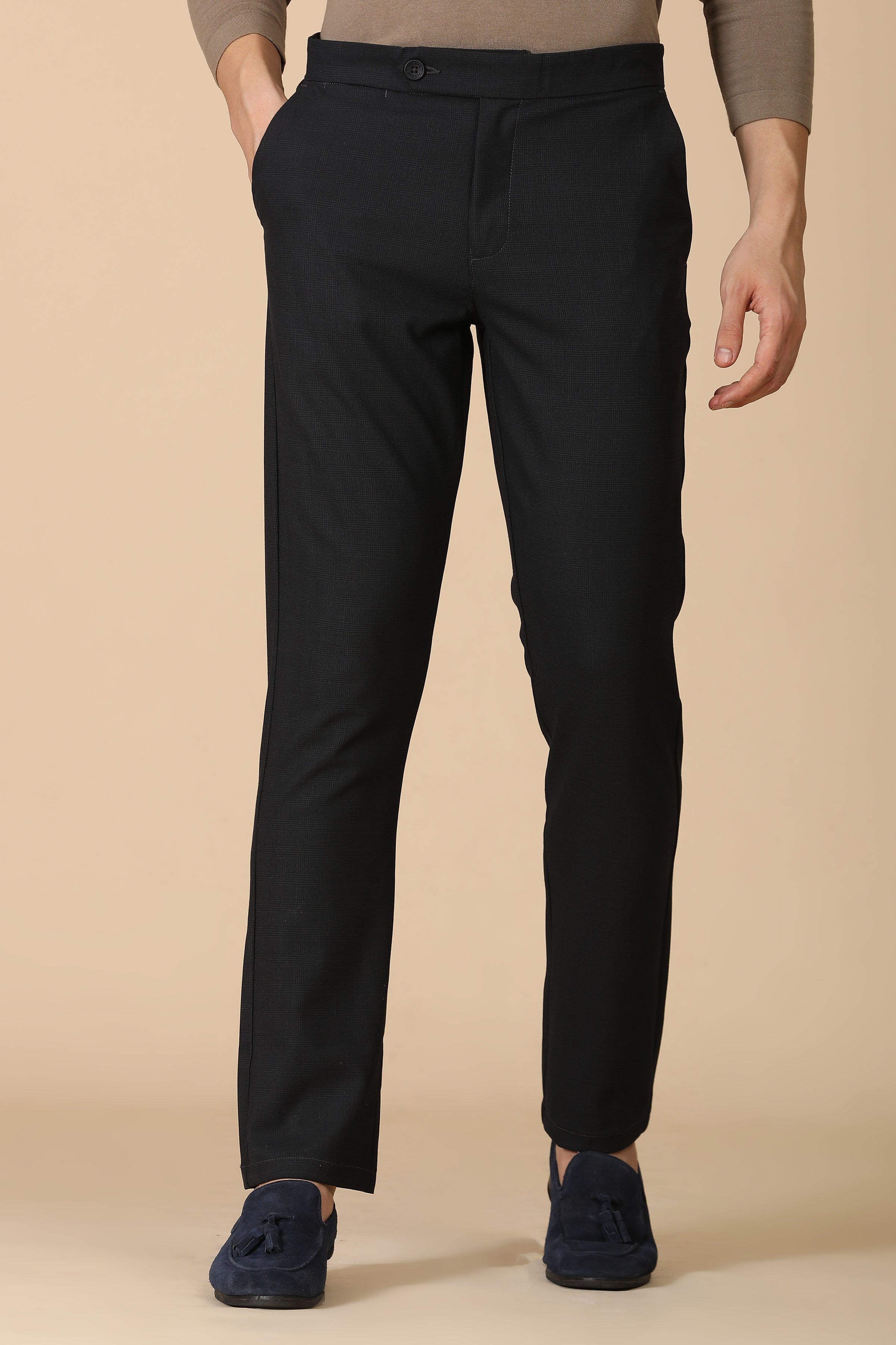 Men Checkered Formal Trouser