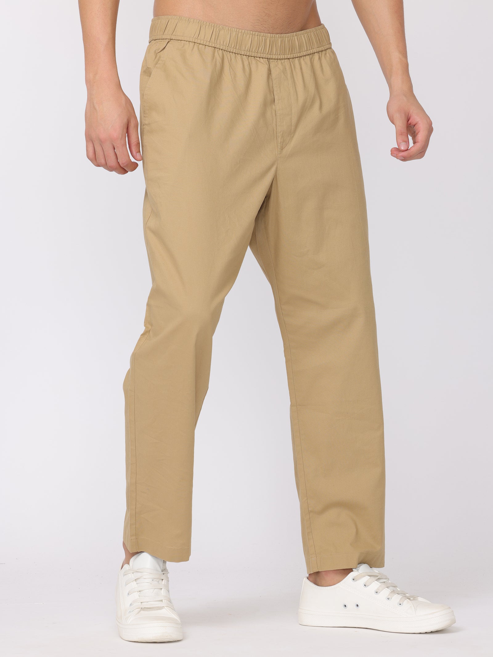 Men Khakhi Regular Fit Pants