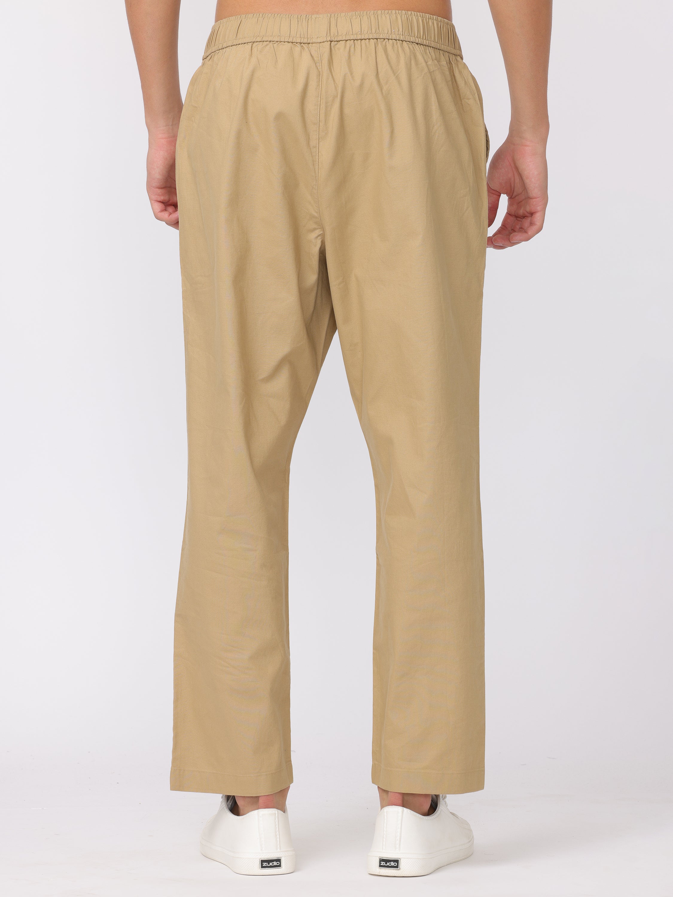 Men Khakhi Regular Fit Pants