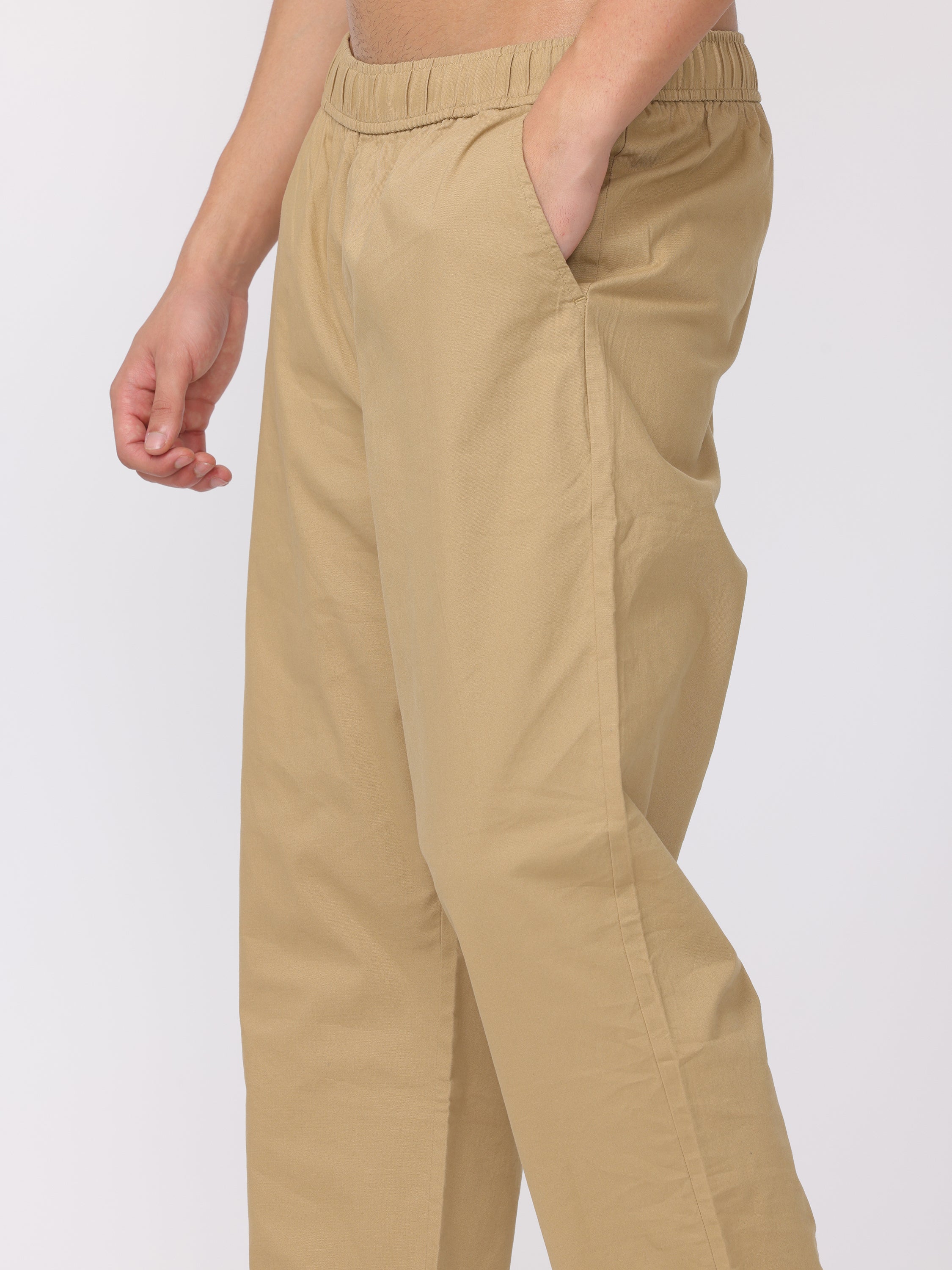 Men Khakhi Regular Fit Pants