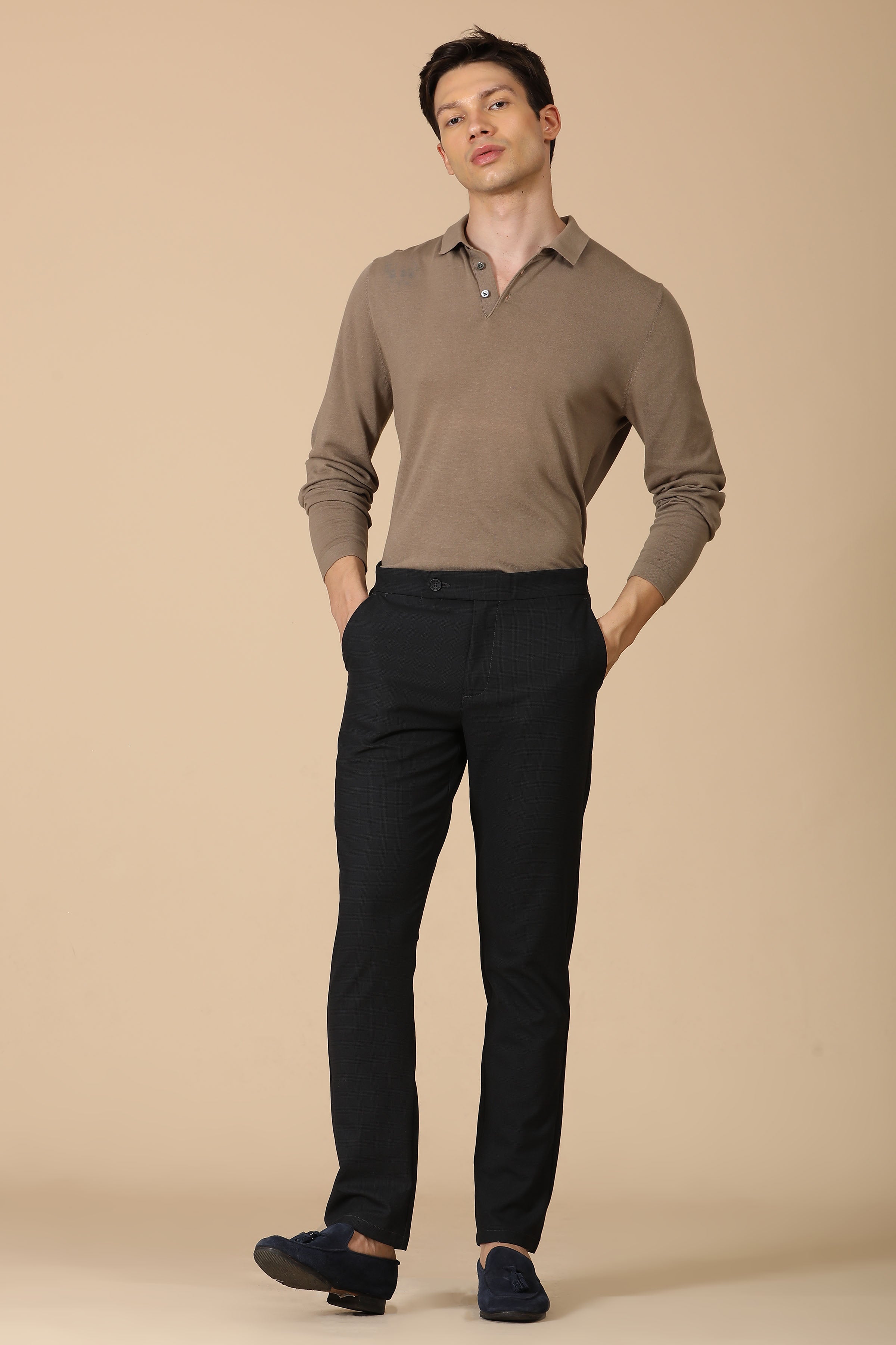 Men Checkered Formal Trouser