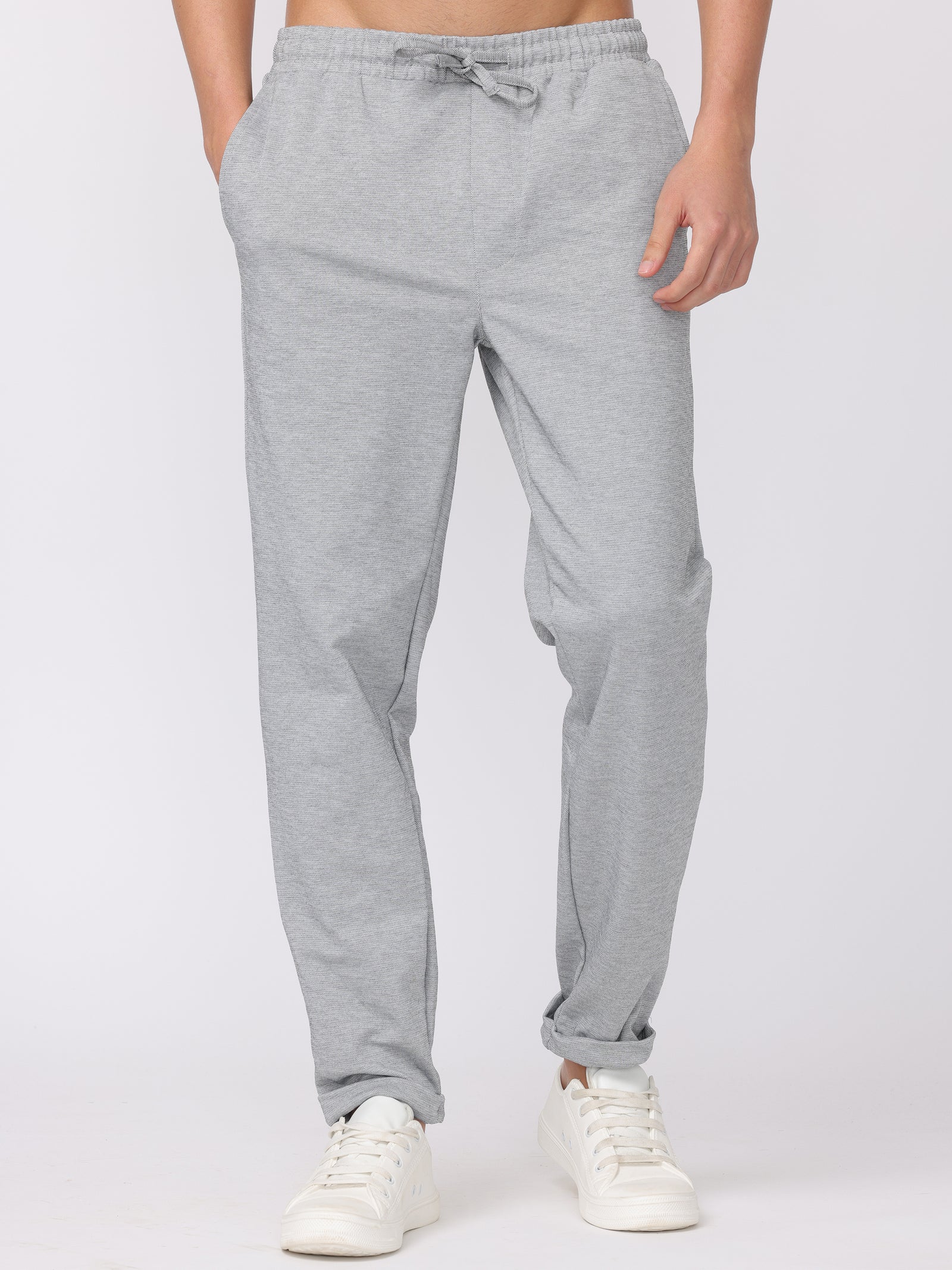 Men Grey Textured Comfort Fit Joggers