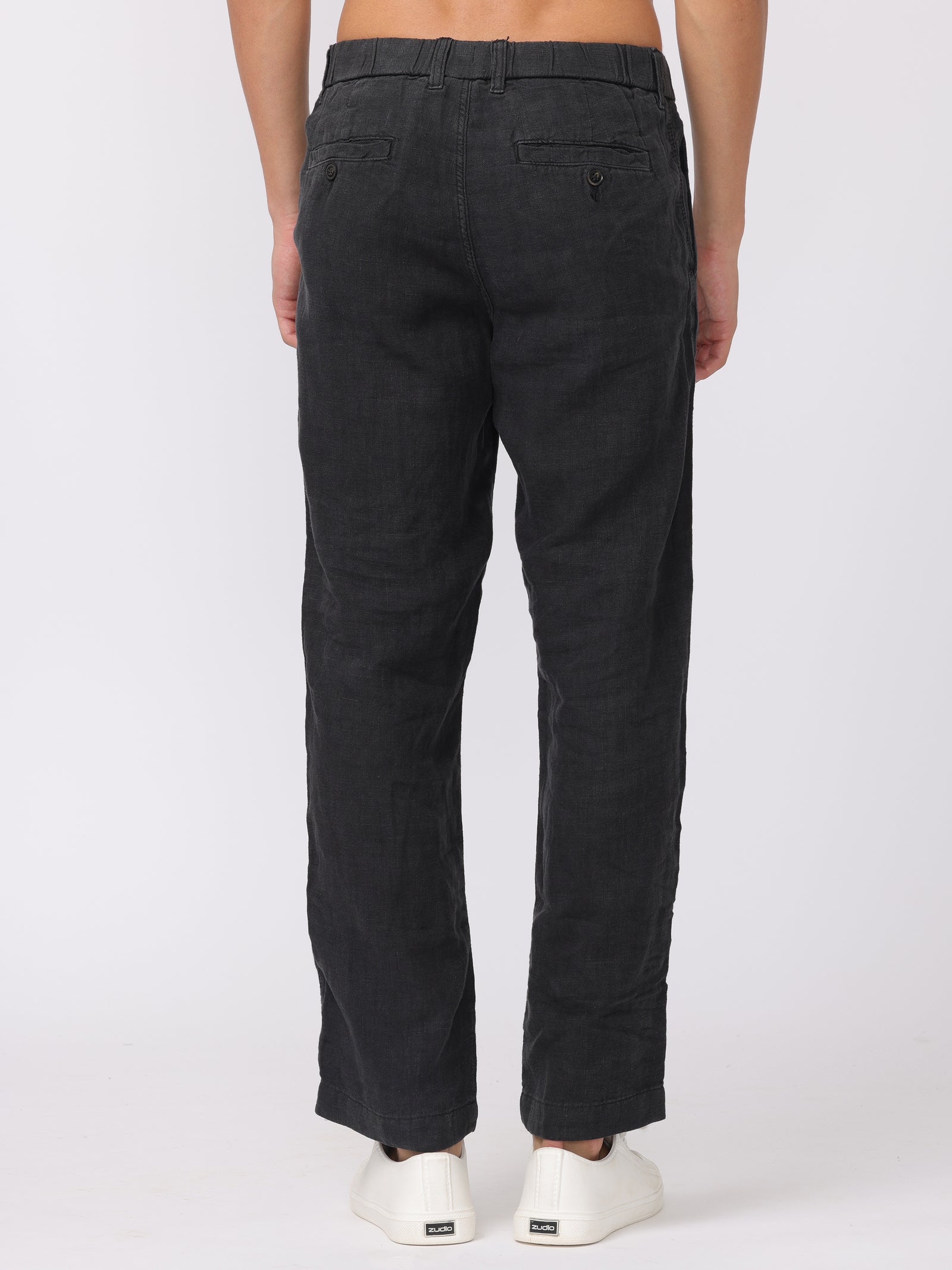 Men Black Comfort Fit Linen Pants