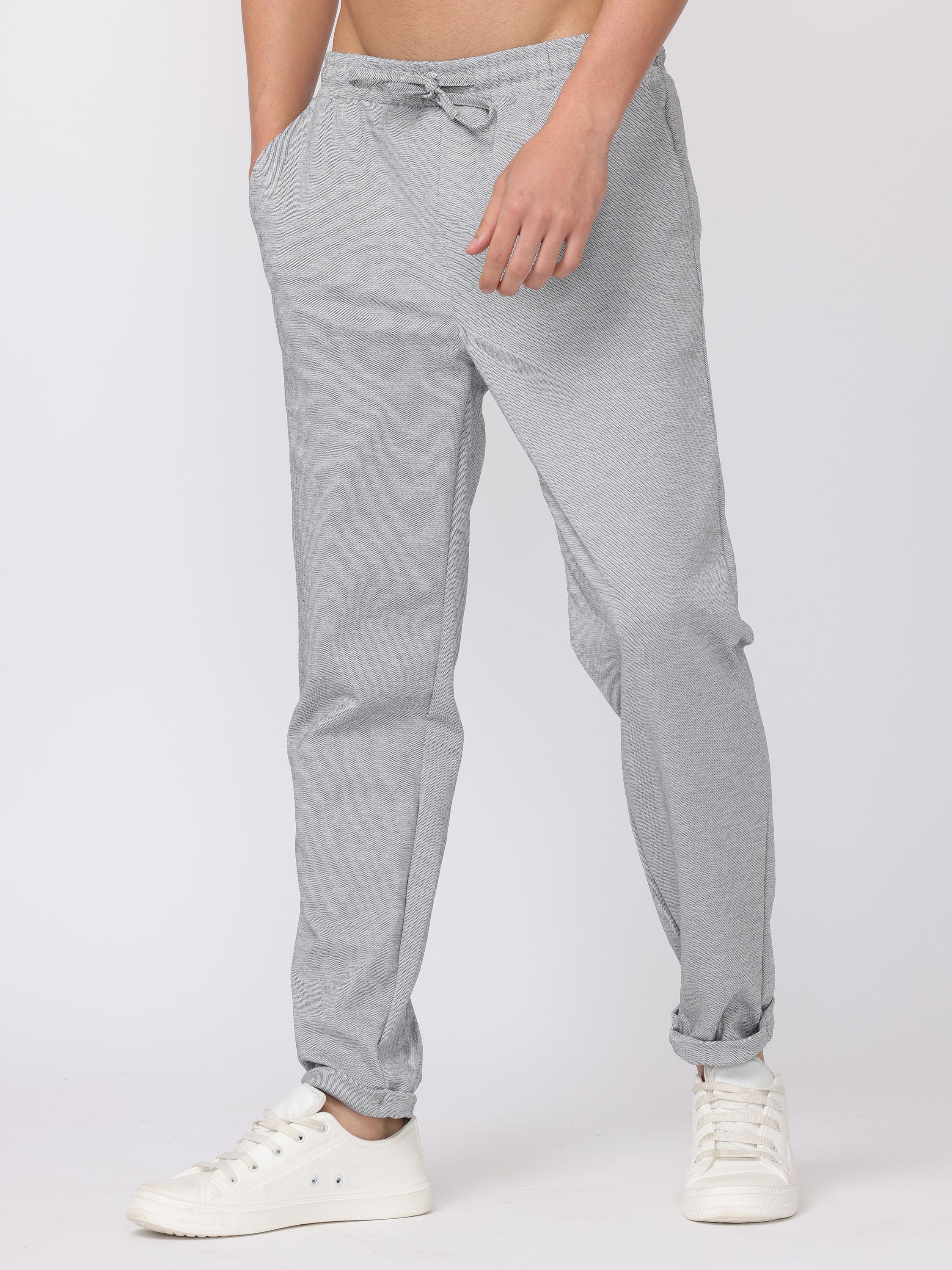 Men Grey Textured Comfort Fit Joggers