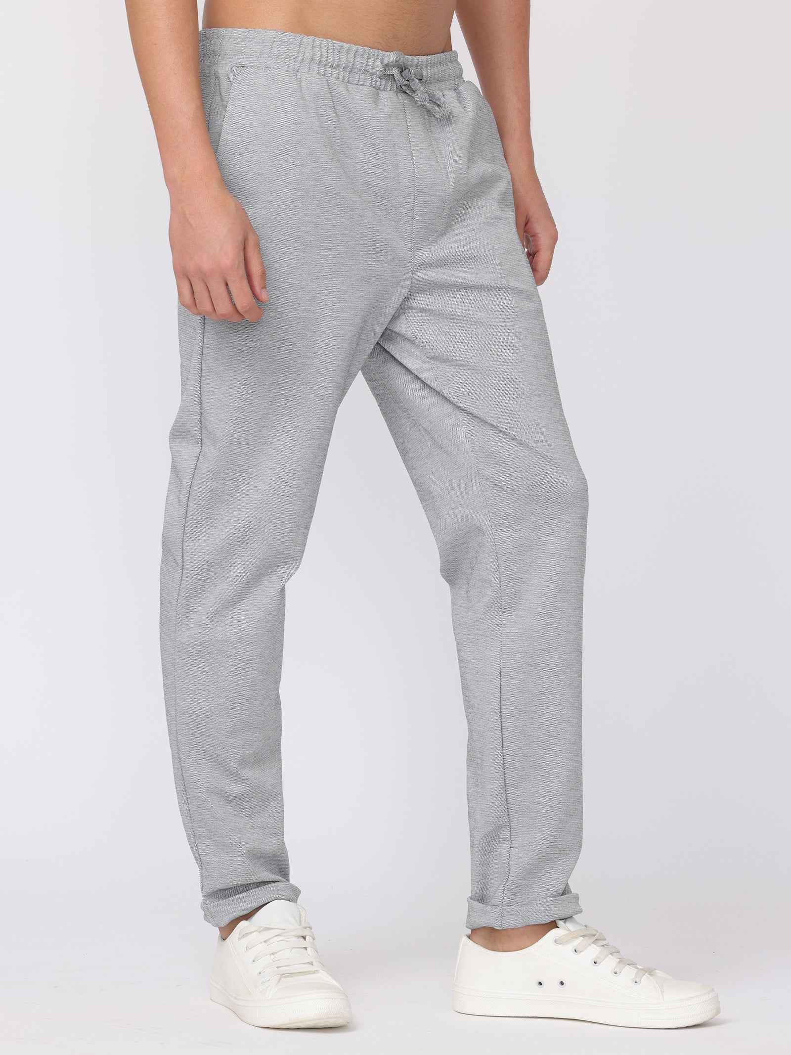 Men Grey Textured Comfort Fit Joggers