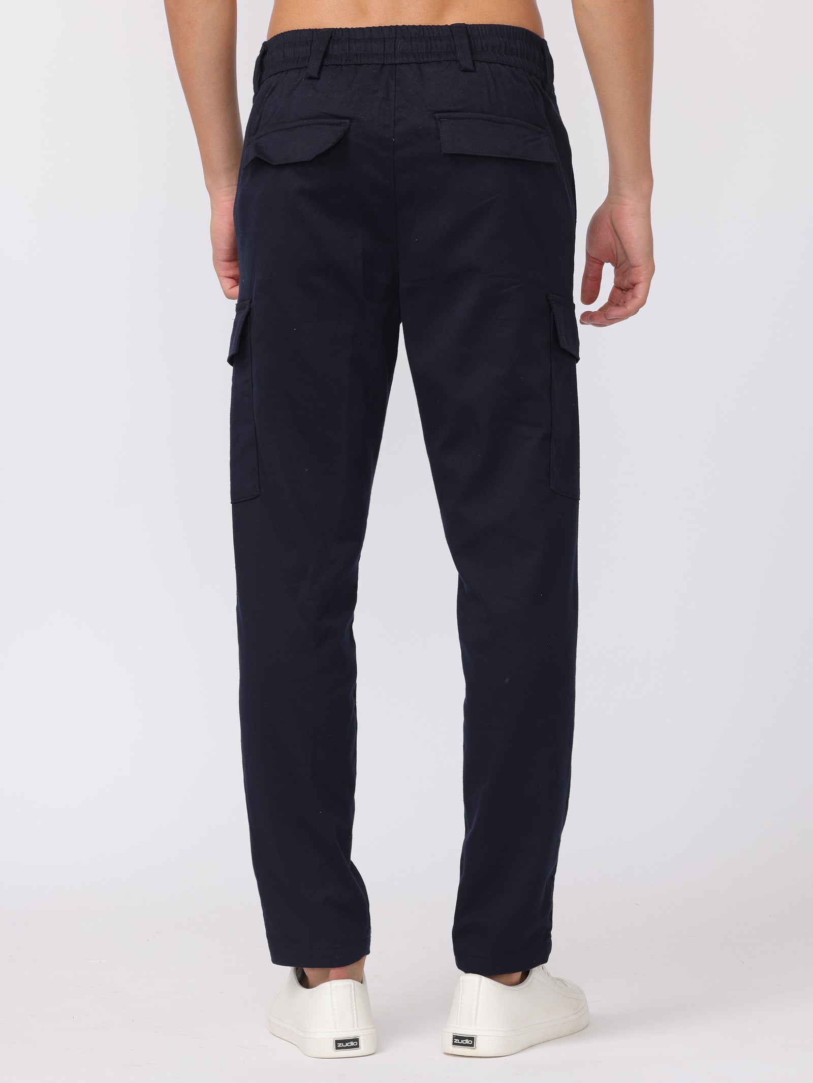 Men Navy Regular Fit Cargo Pants