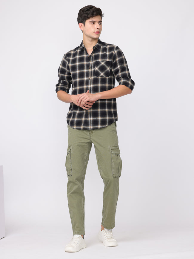 Men Olive Regular Fit Cargo Pants