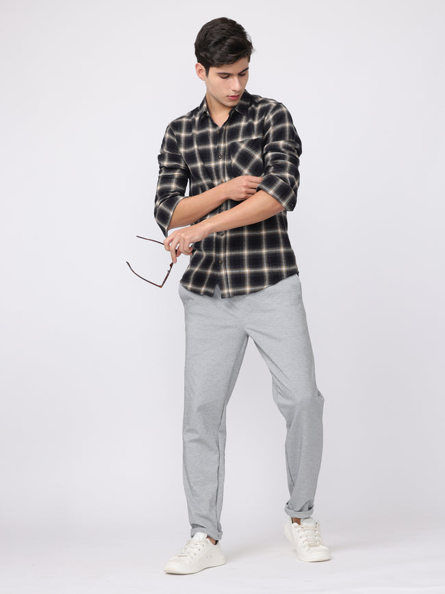 Men Grey Textured Comfort Fit Joggers