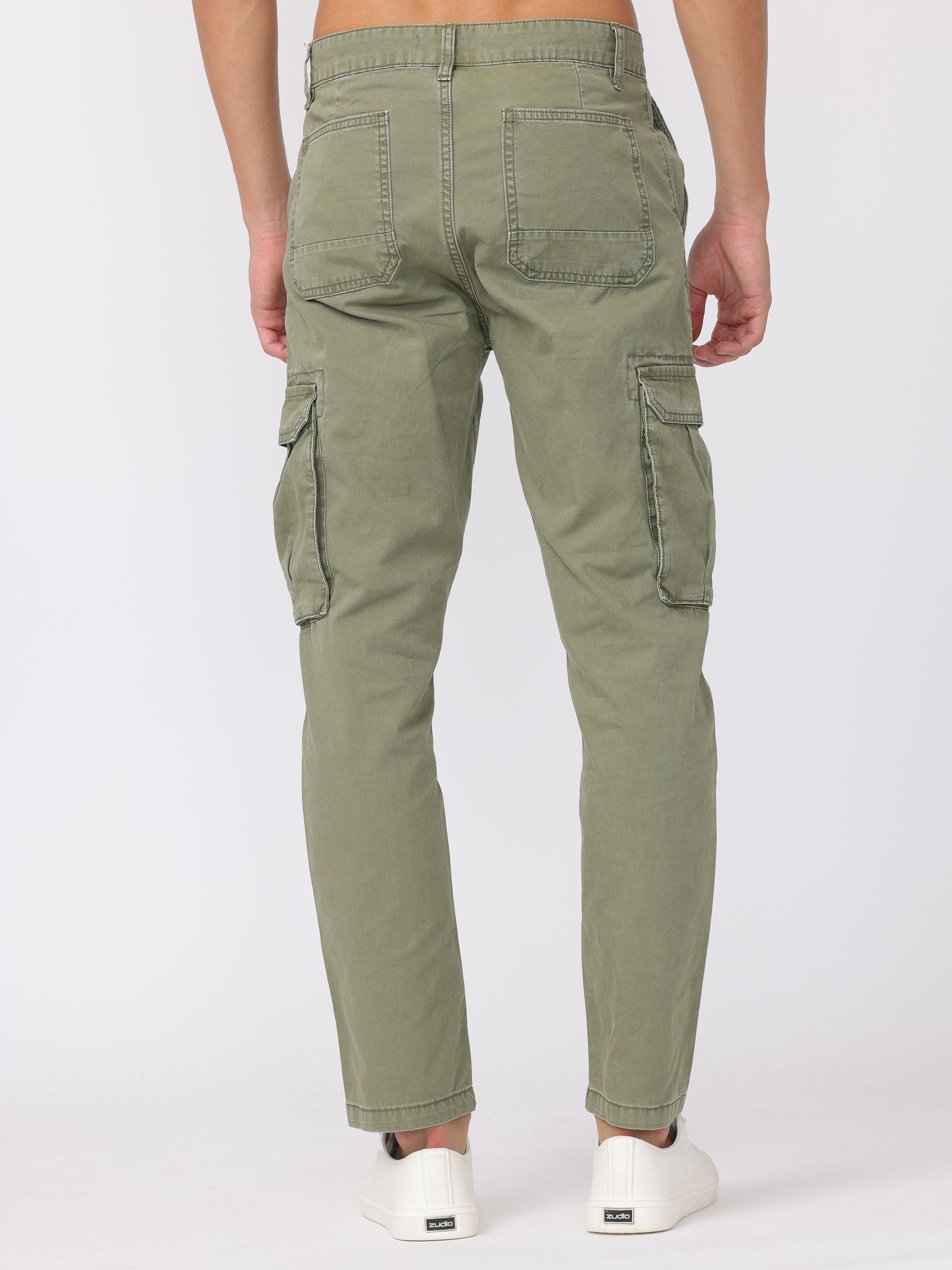 Men Olive Regular Fit Cargo Pants