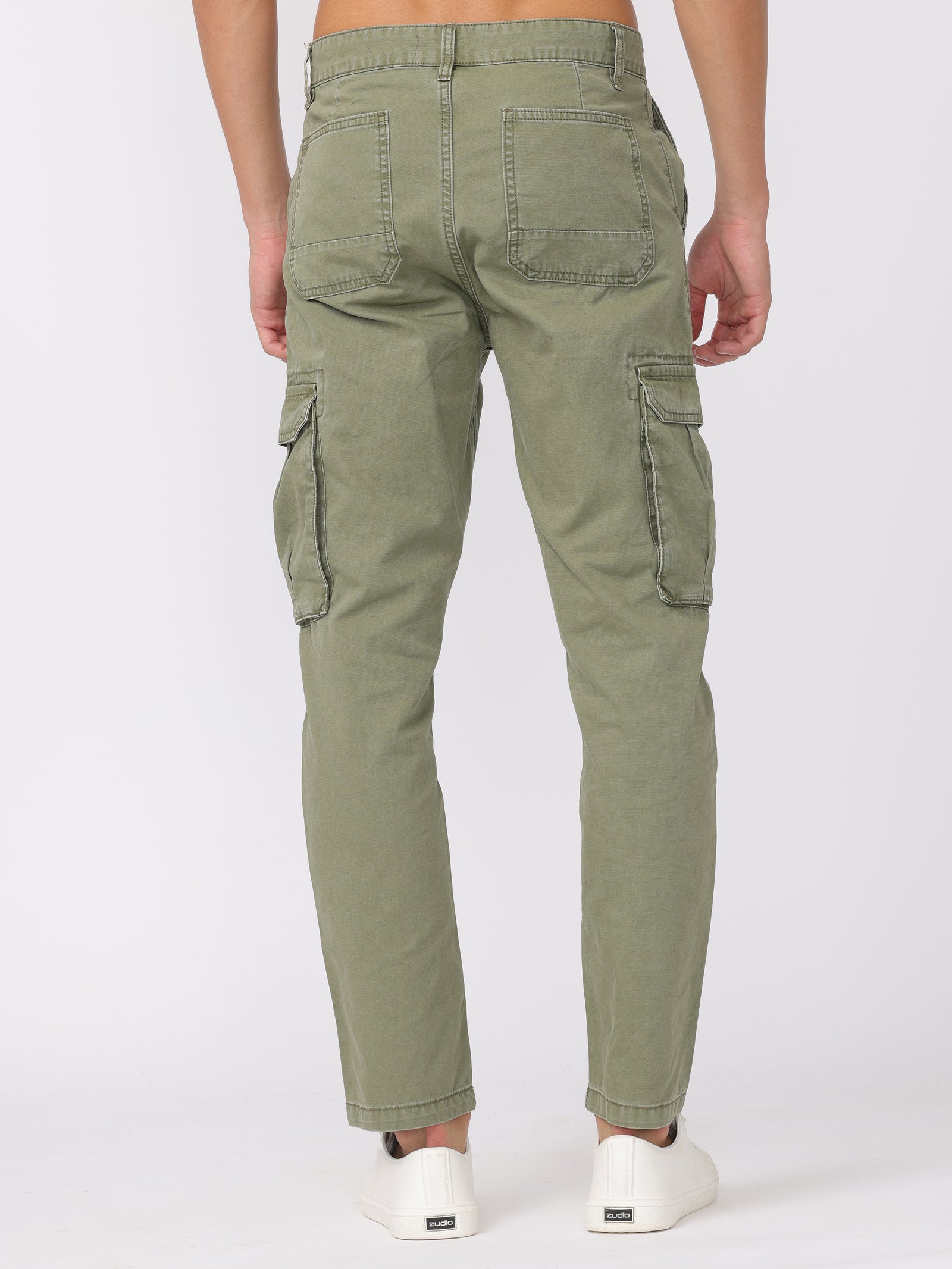 Men Olive Regular Fit Cargo Pants