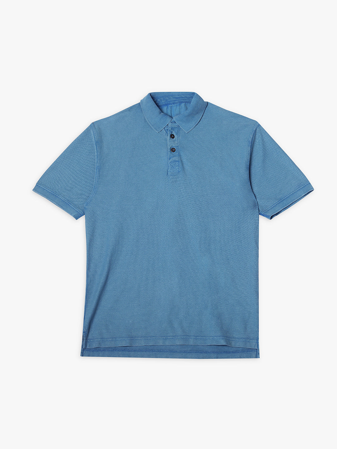 Men Drop Shoulder Oversize Polo Blue T-Shirt