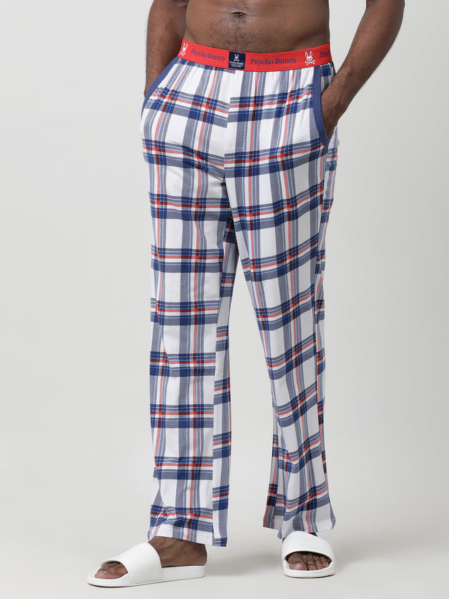 Men Oversized White Cotton Checkered Knit Lounge Pants