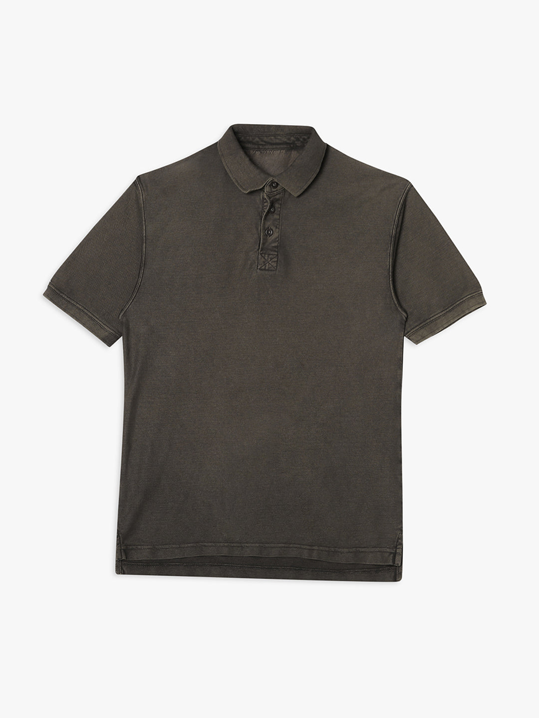 Men Stone Brown Drop Shoulder Oversize Polo T-Shirt