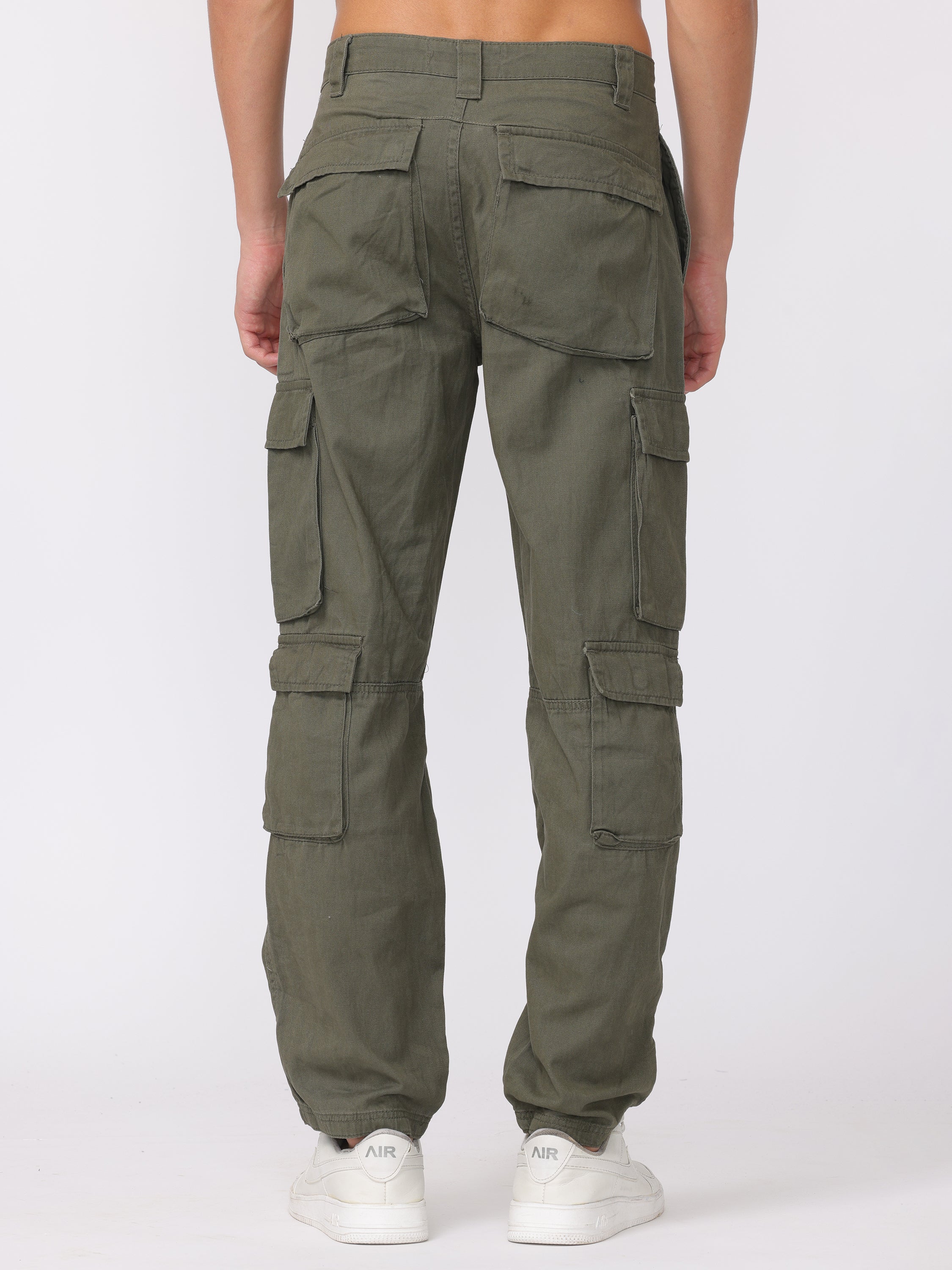 Men Olive Regular Fit Cargo Pants