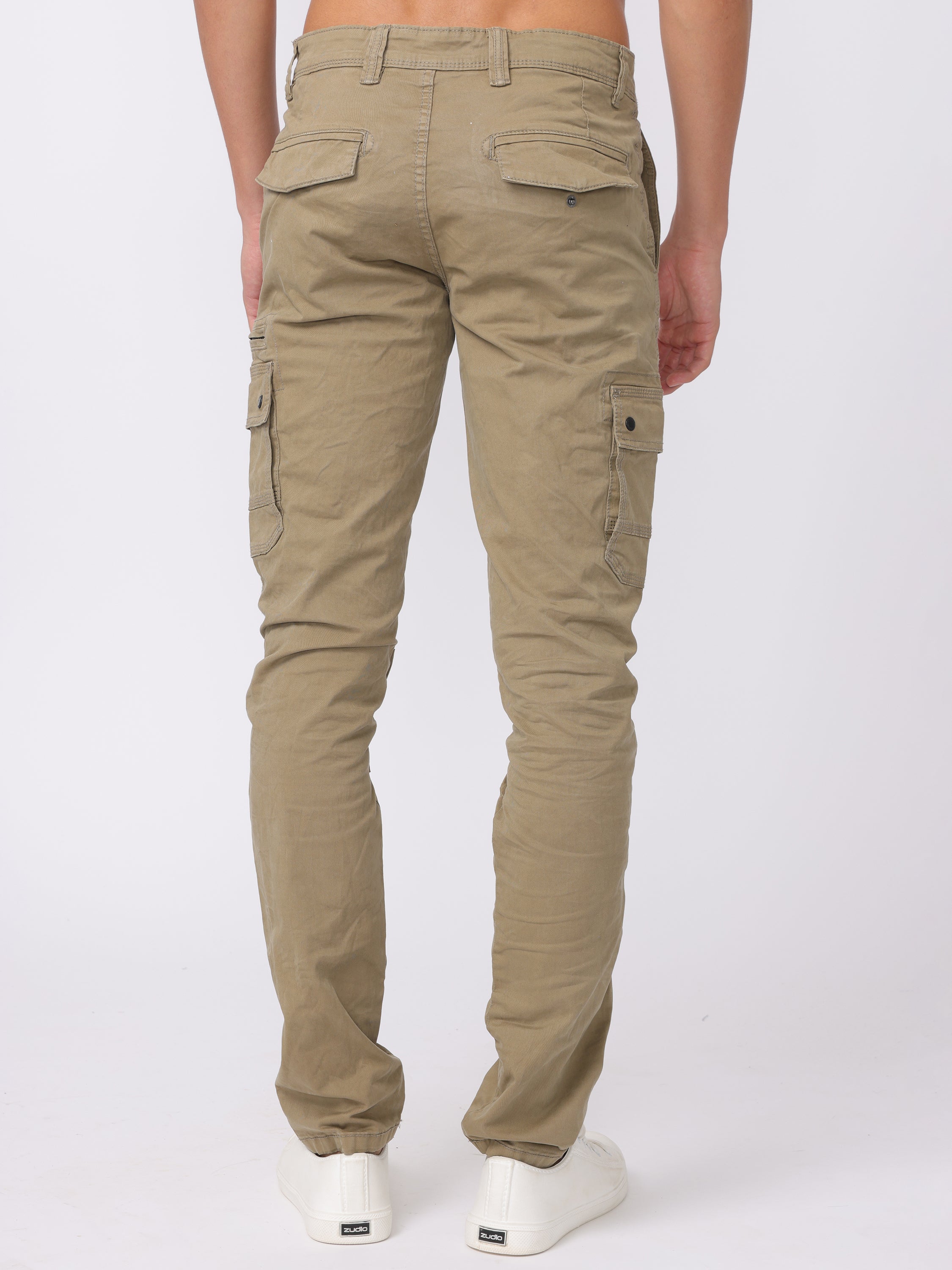 Men Beige Regular Fit Cargo Pants