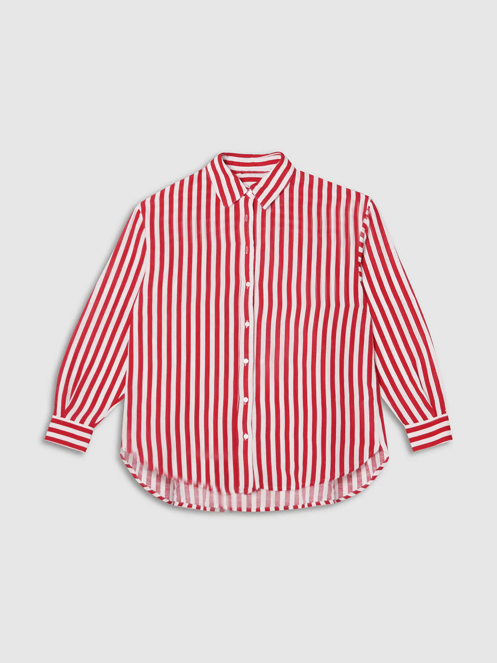 Women Red Striped Comfort Fit Shirt