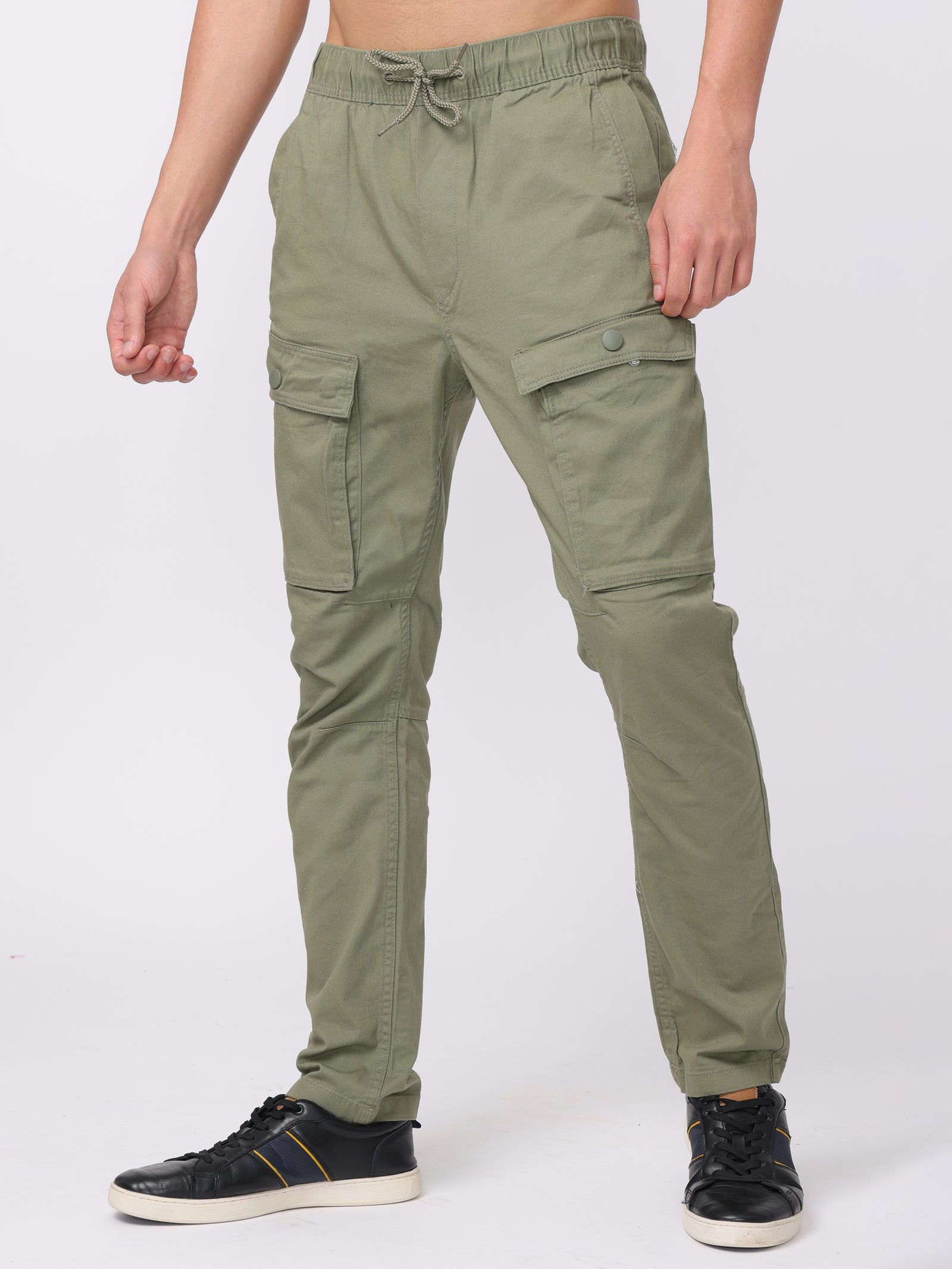 Men Olive Regular Fit Cargo Pants