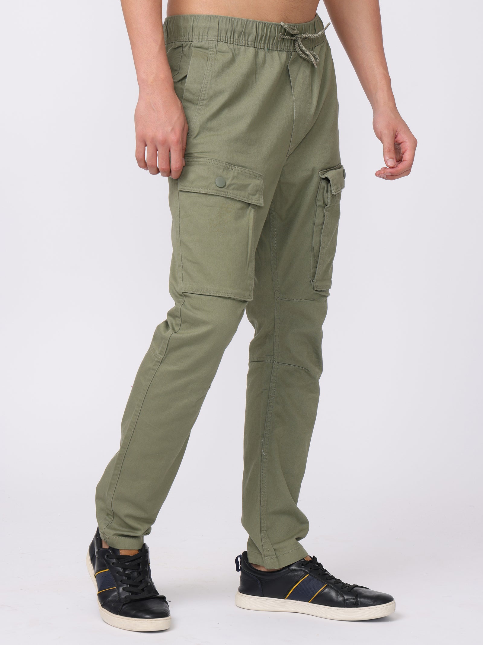 Men Olive Regular Fit Cargo Pants