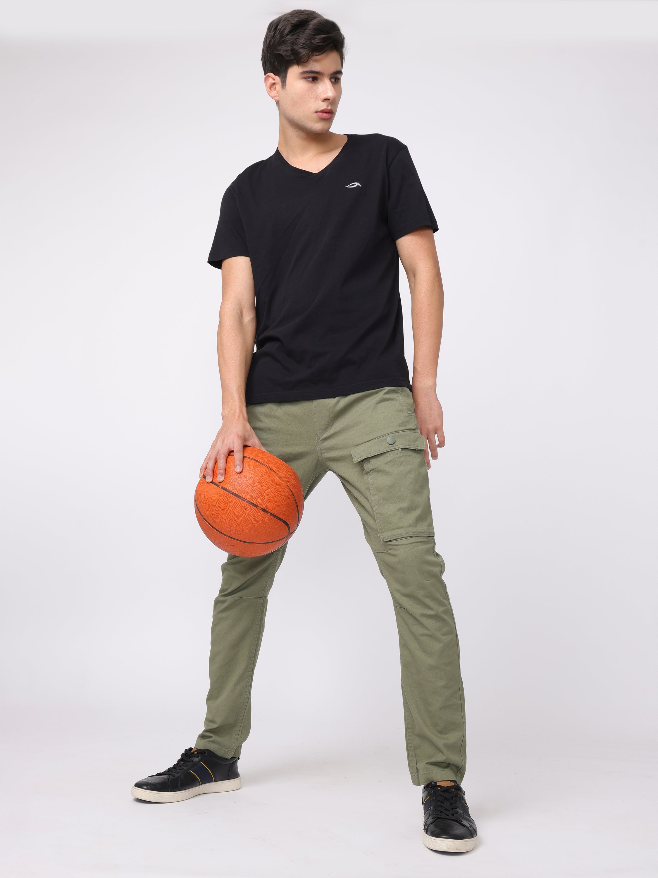 Men Olive Regular Fit Cargo Pants