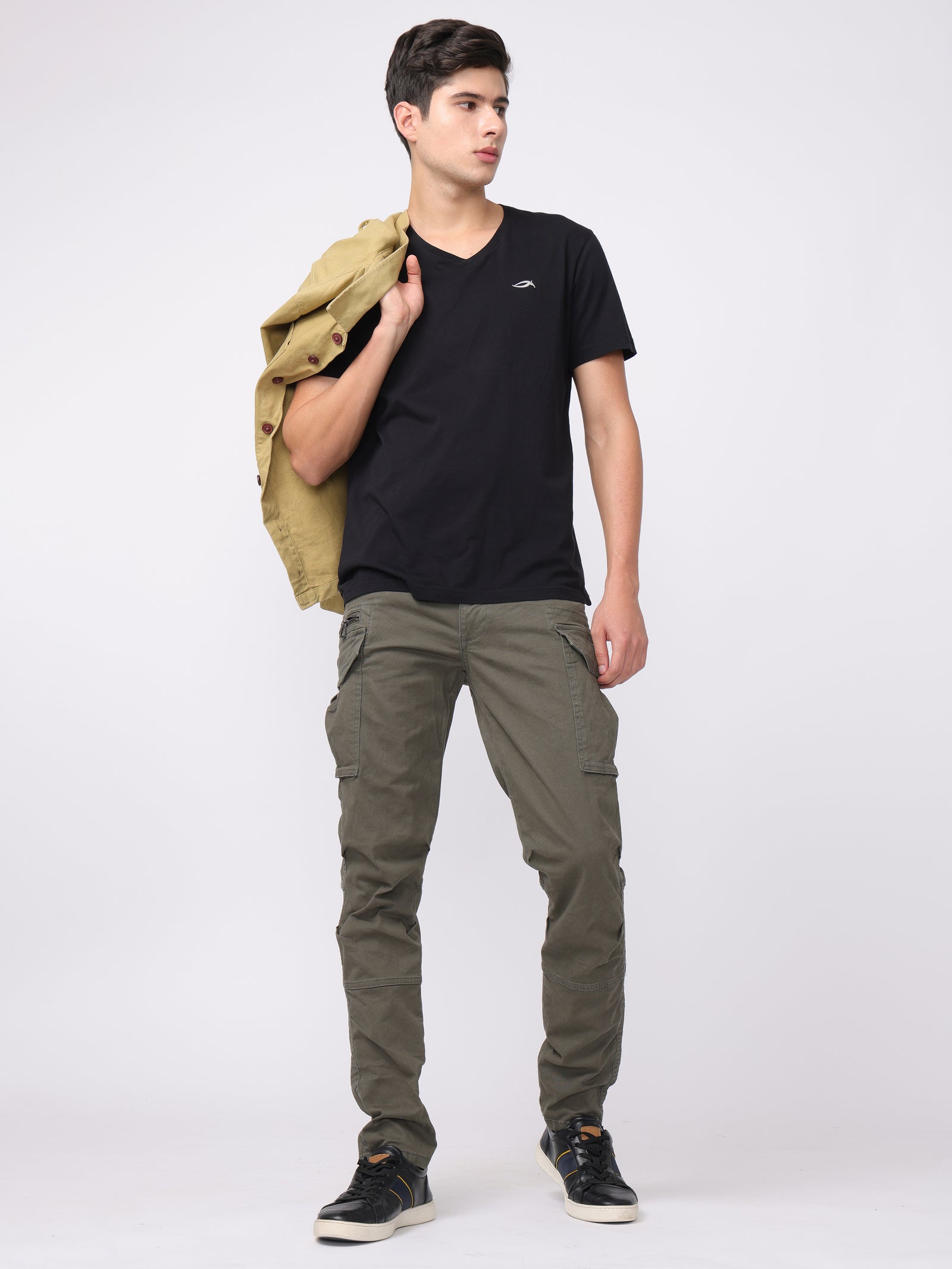 Men Olive Regular Fit Cargo Pants