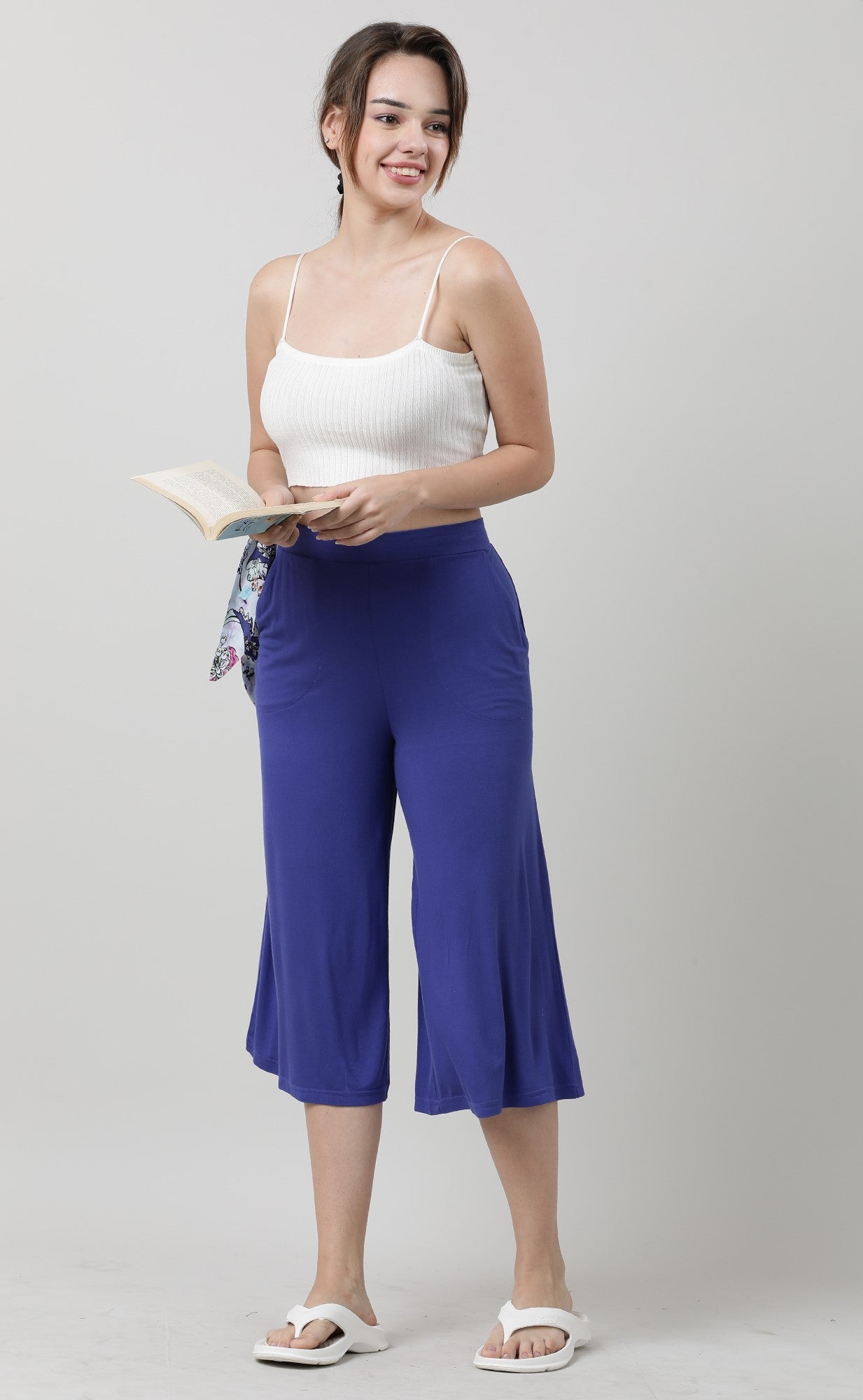 Women Blue Relaxed Fit Culottes