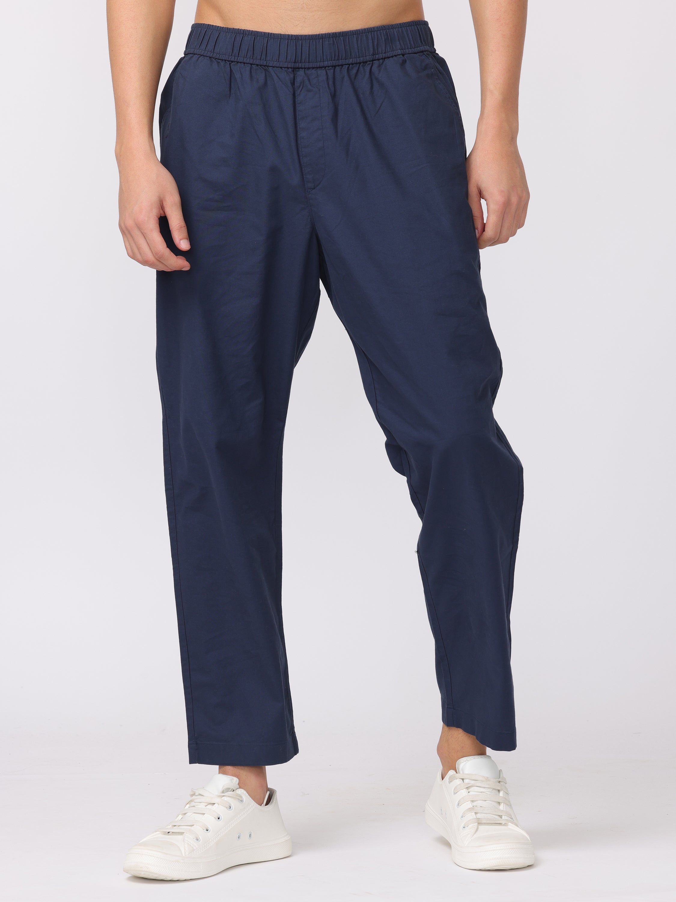 Men Navy Regular Fit Pants