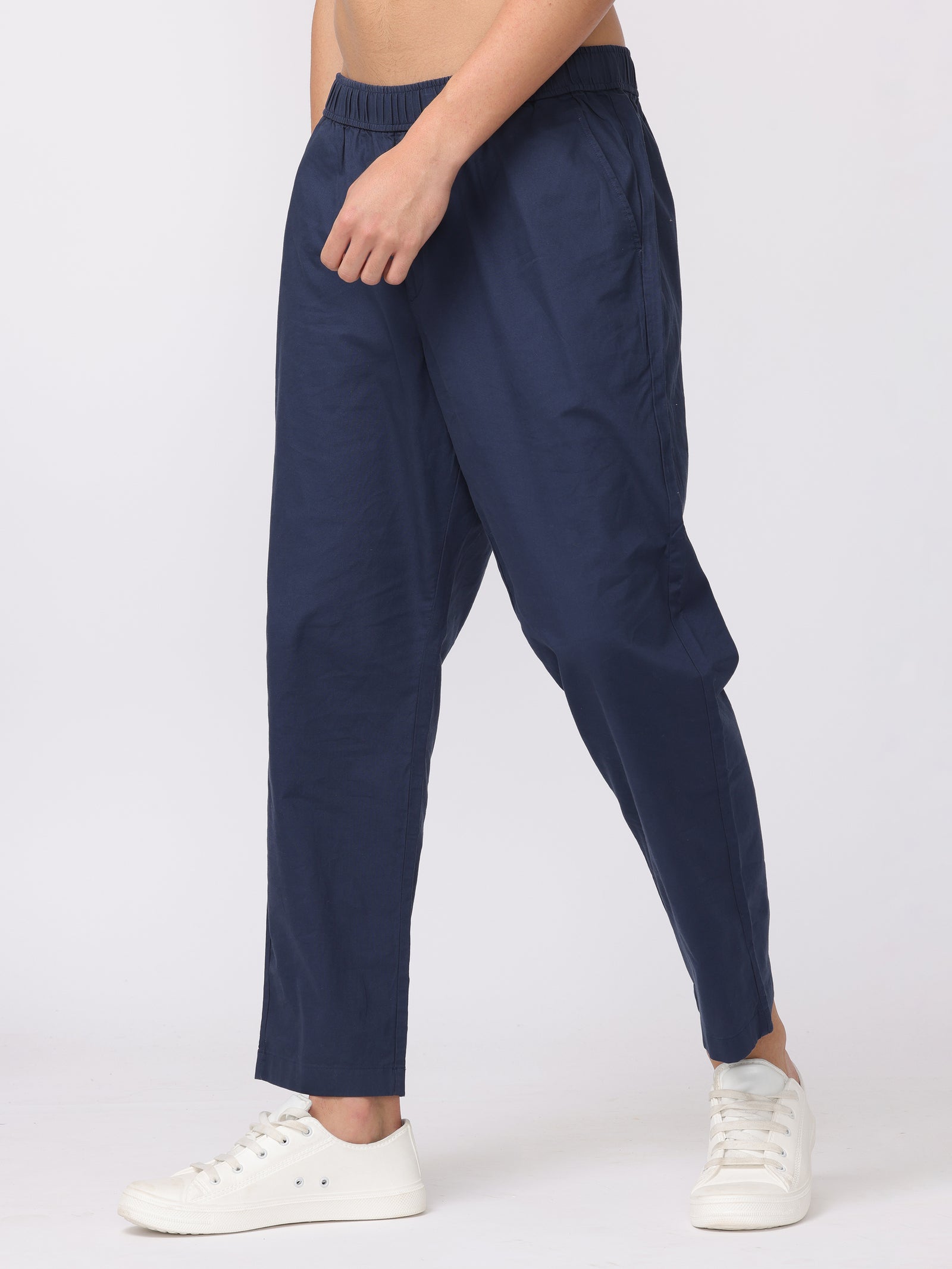 Men Navy Regular Fit Pants