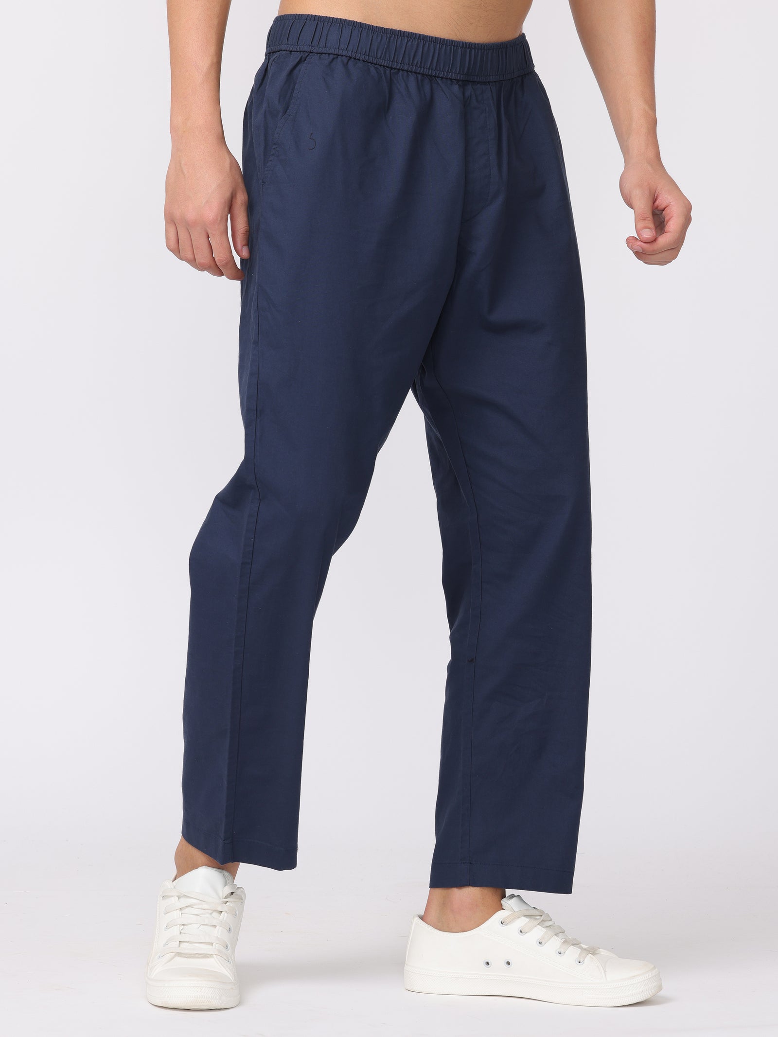 Men Navy Regular Fit Pants